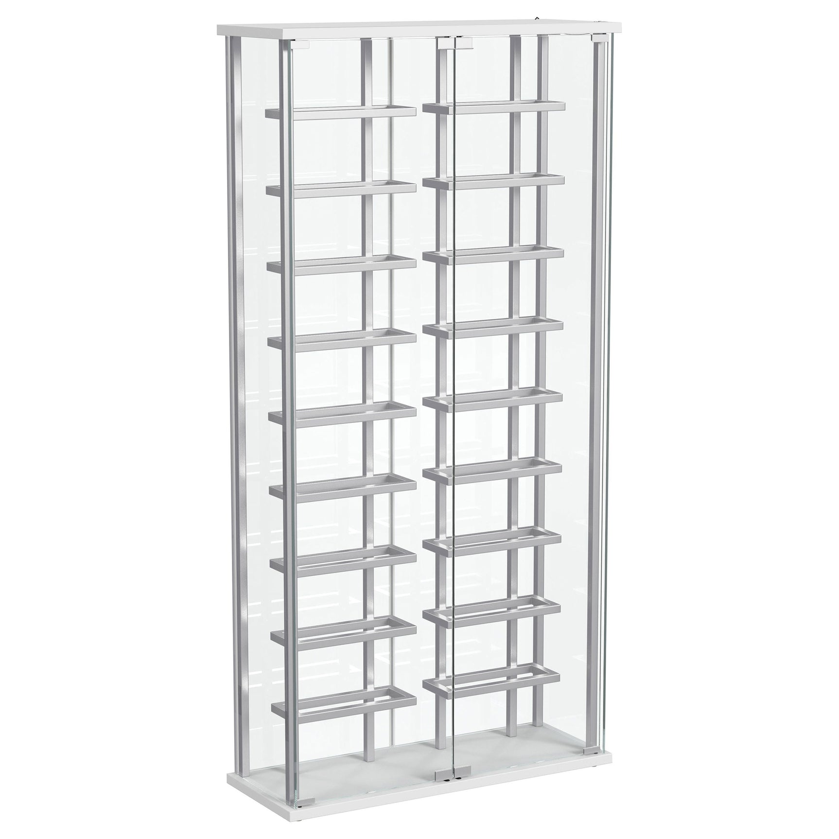 Tampa Furniture Outlet - Coaster - Montara Tempered Glass Wine Storage LED Curio Cabinet Chrome - 182037