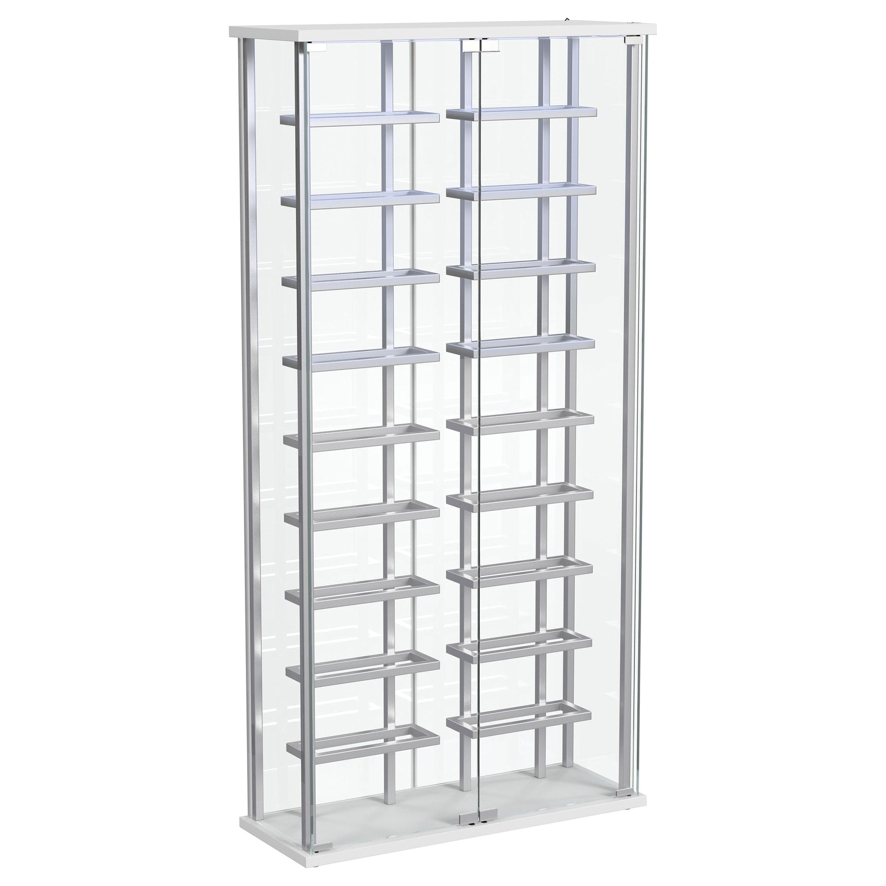 Montara Tempered Glass Wine Storage LED Curio Cabinet Chrome - Tampa Furniture Outlet