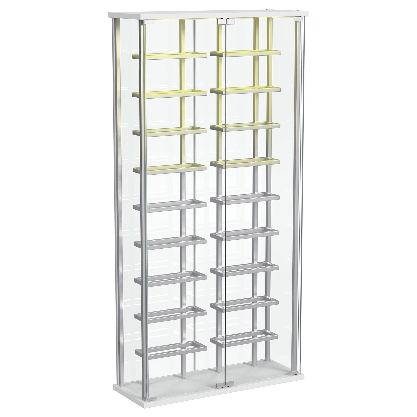 Montara Tempered Glass Wine Storage LED Curio Cabinet Chrome - Tampa Furniture Outlet