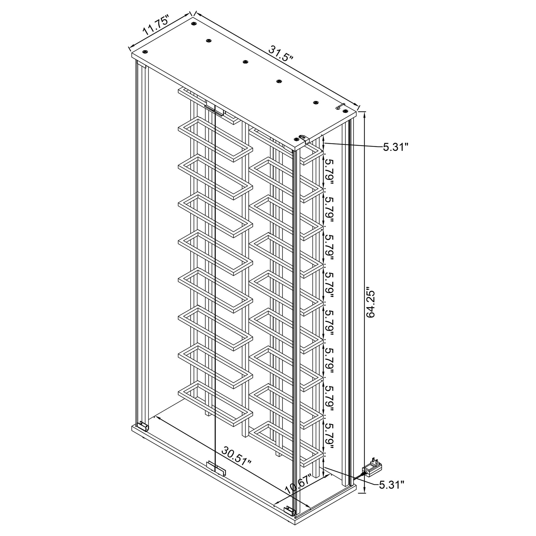 Montara Tempered Glass Wine Storage LED Curio Cabinet Chrome - Tampa Furniture Outlet