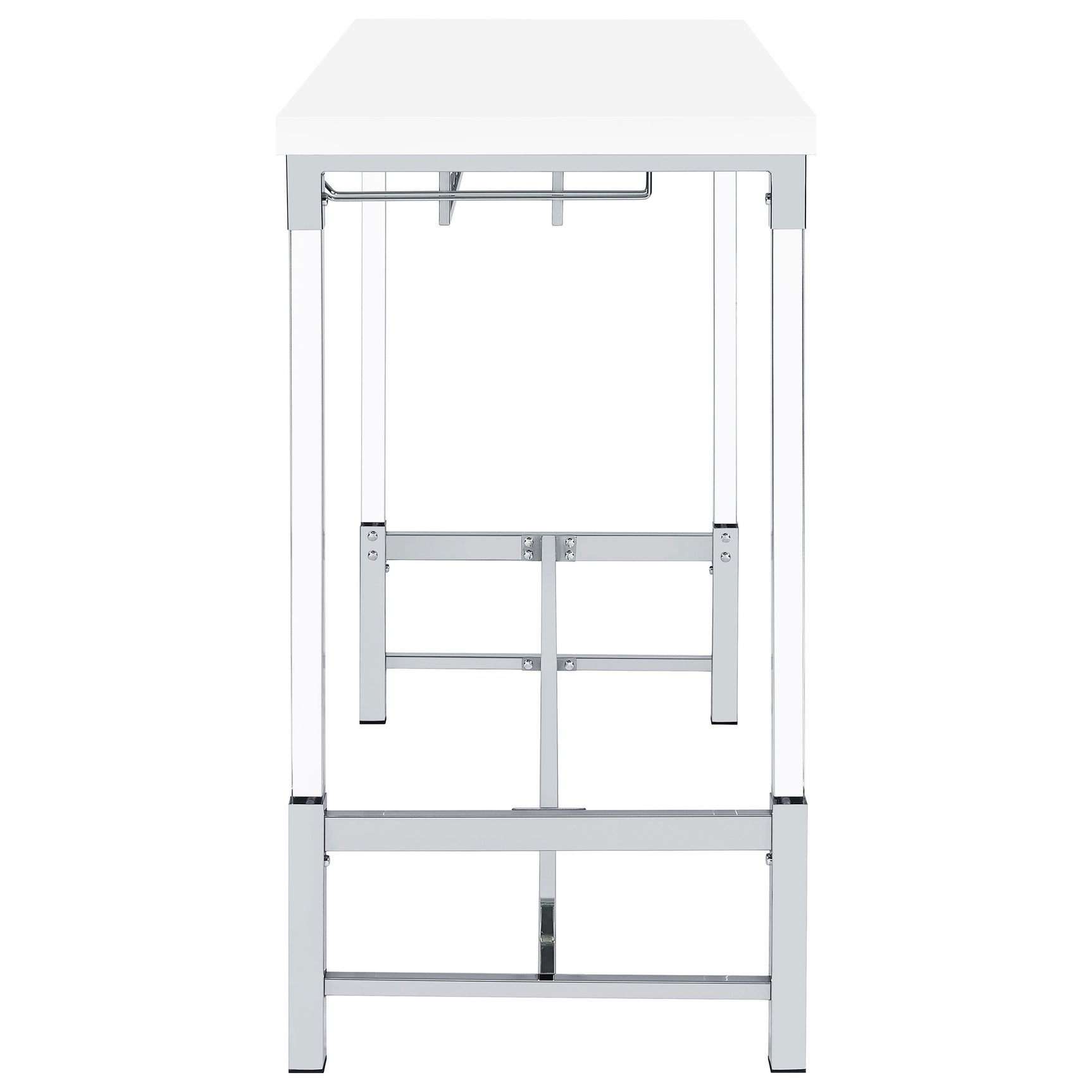 Norcrest 47-inch Acrylic Leg Bar Table White High Gloss - Tampa Furniture Outlet