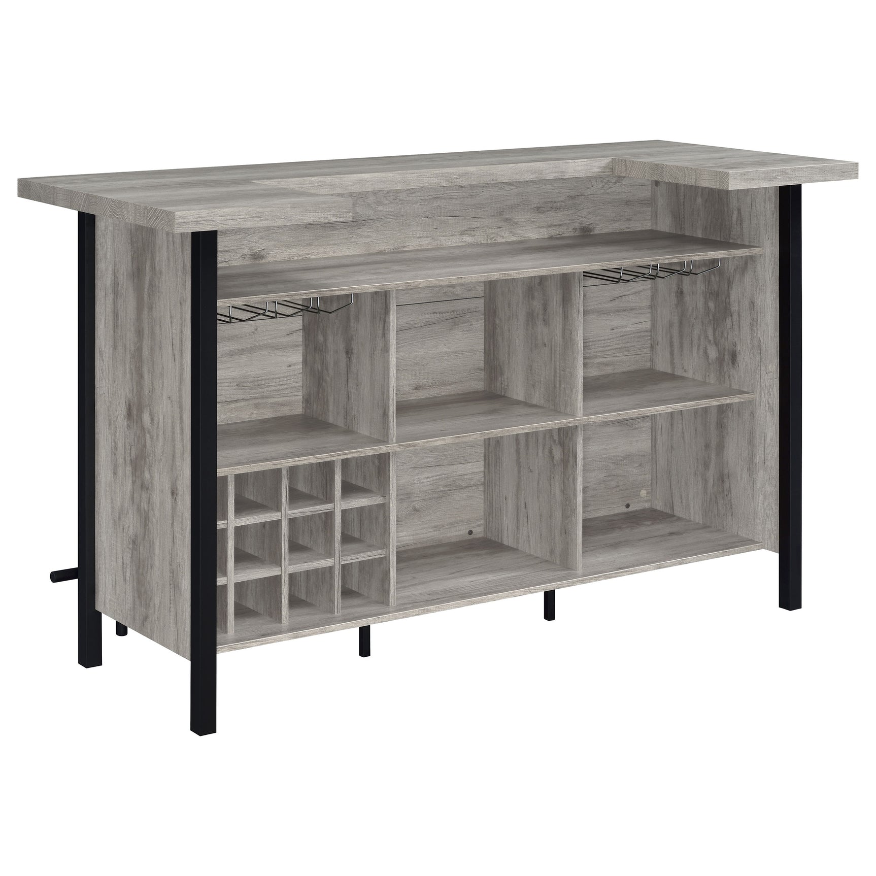 Bellemore Freestanding Home Bar Wine Cabinet Grey Driftwood - Tampa Furniture Outlet