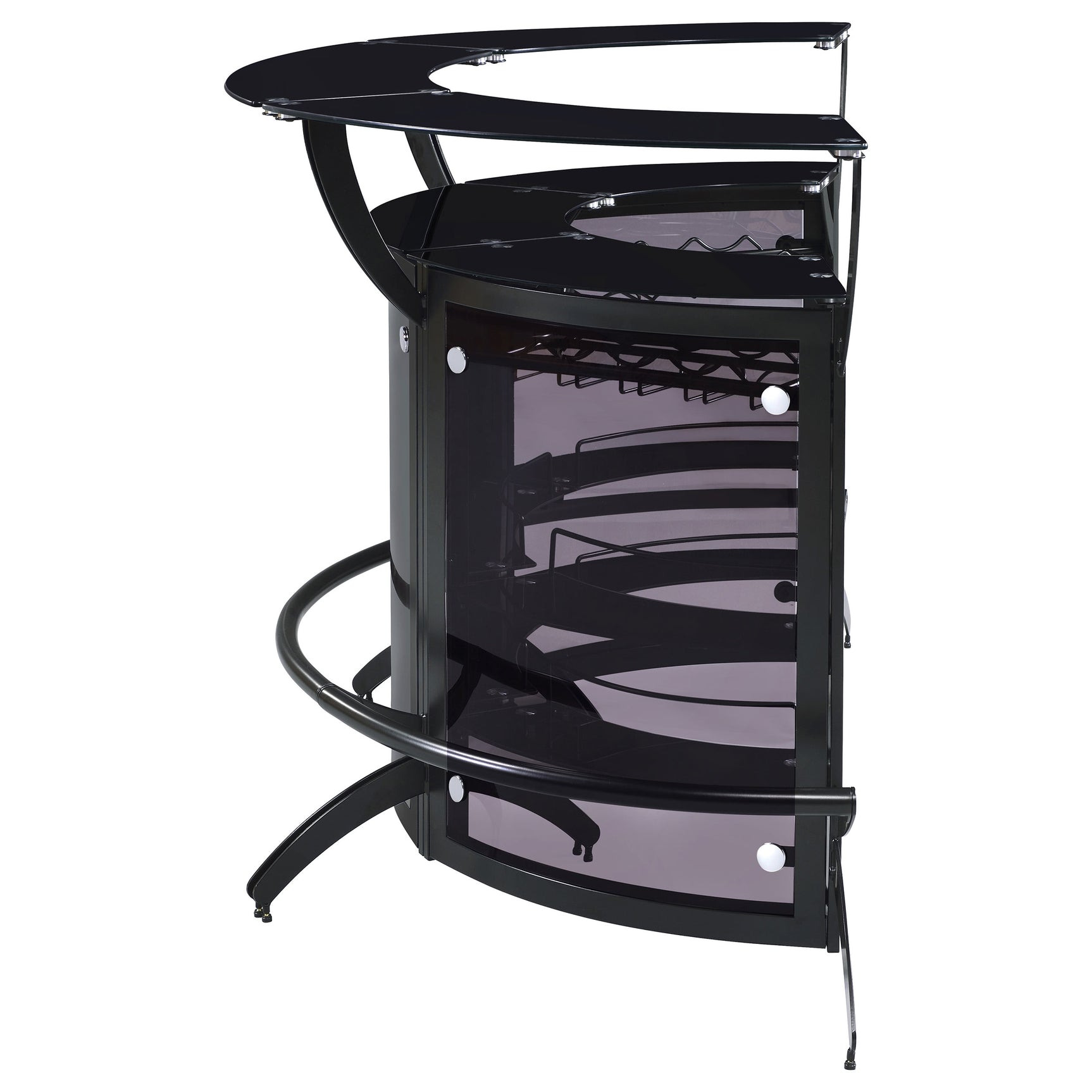 Dallas 3-piece Curved Freestanding Home Bar Cabinet Black - Tampa Furniture Outlet
