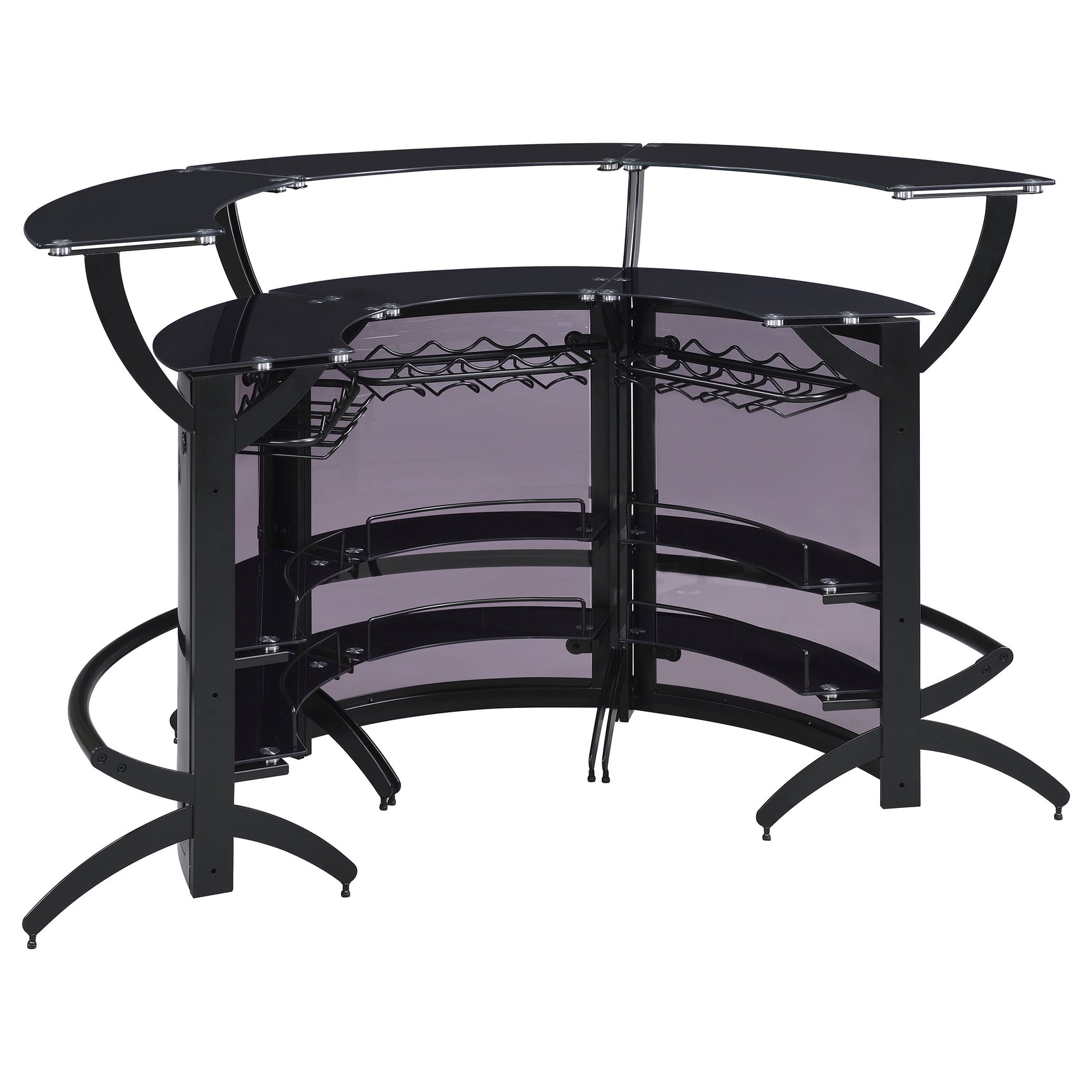 Dallas 3-piece Curved Freestanding Home Bar Cabinet Black - Tampa Furniture Outlet