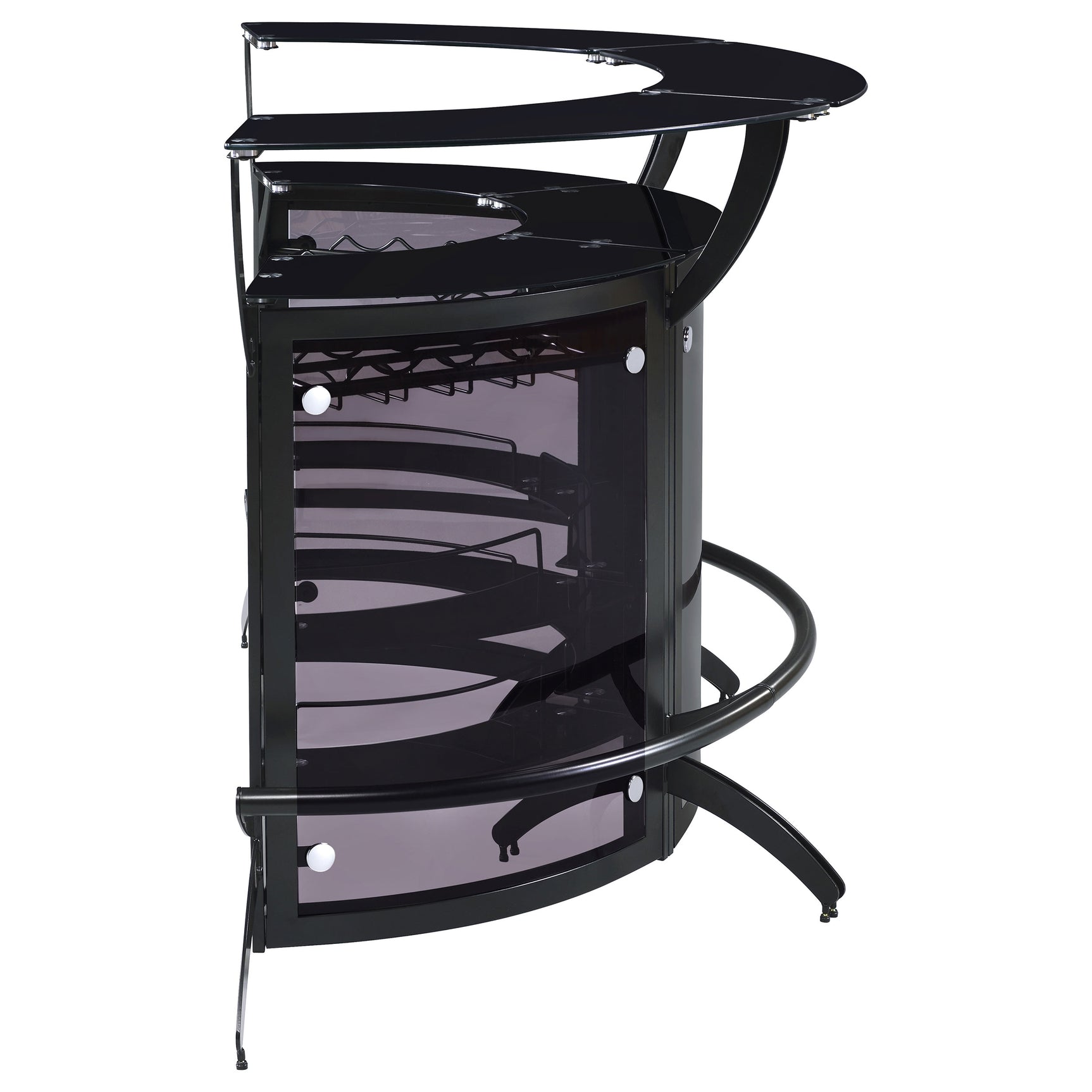 Dallas 3-piece Curved Freestanding Home Bar Cabinet Black - Tampa Furniture Outlet