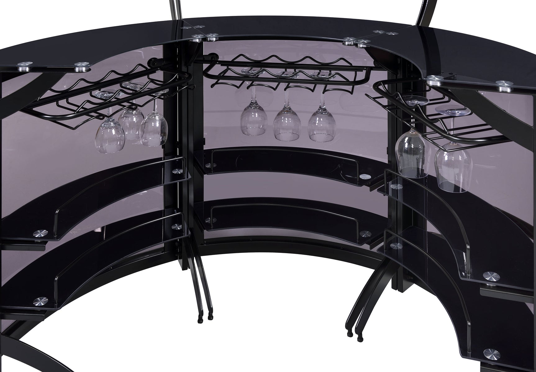 Dallas 3-piece Curved Freestanding Home Bar Cabinet Black - Tampa Furniture Outlet