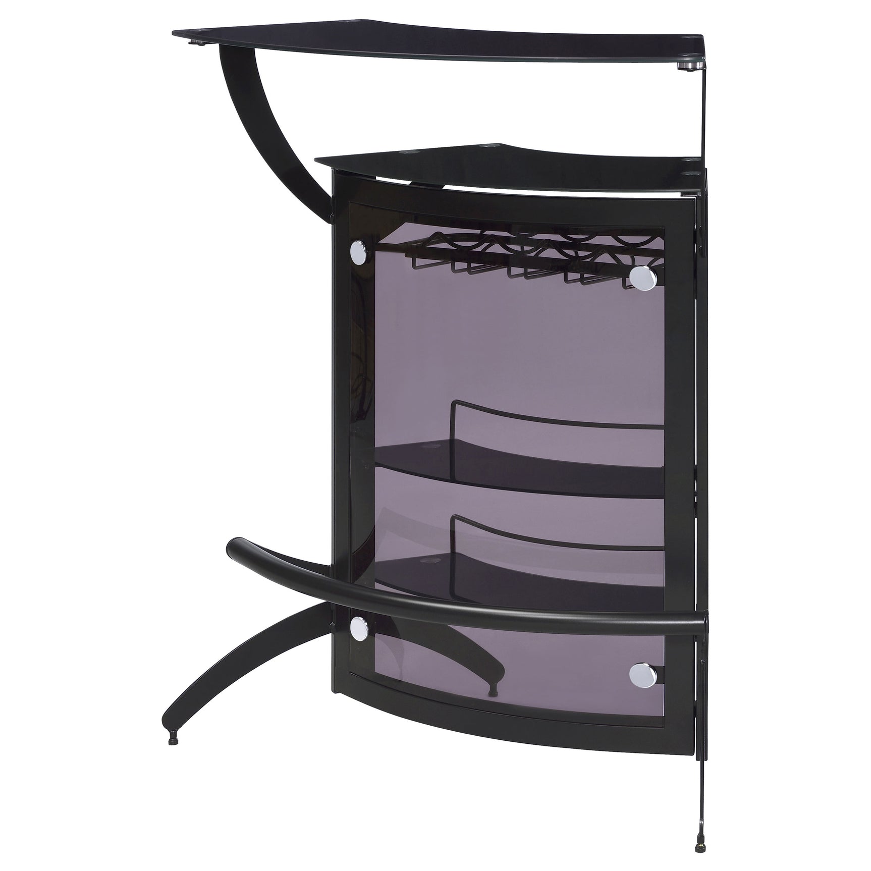 Dallas 2-shelf Curved Freestanding Home Bar Cabinet Black - Tampa Furniture Outlet