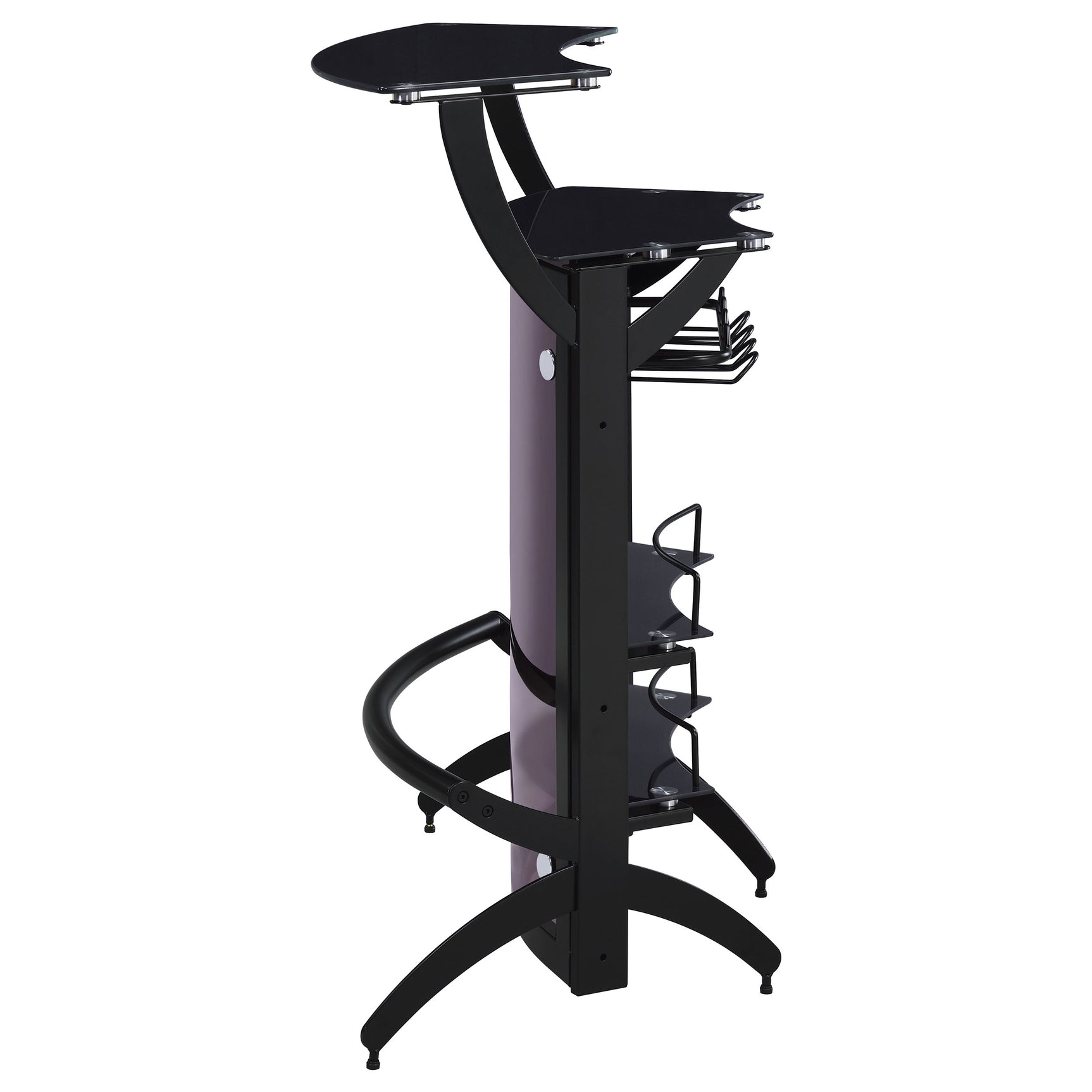 Dallas 2-shelf Curved Freestanding Home Bar Cabinet Black - Tampa Furniture Outlet