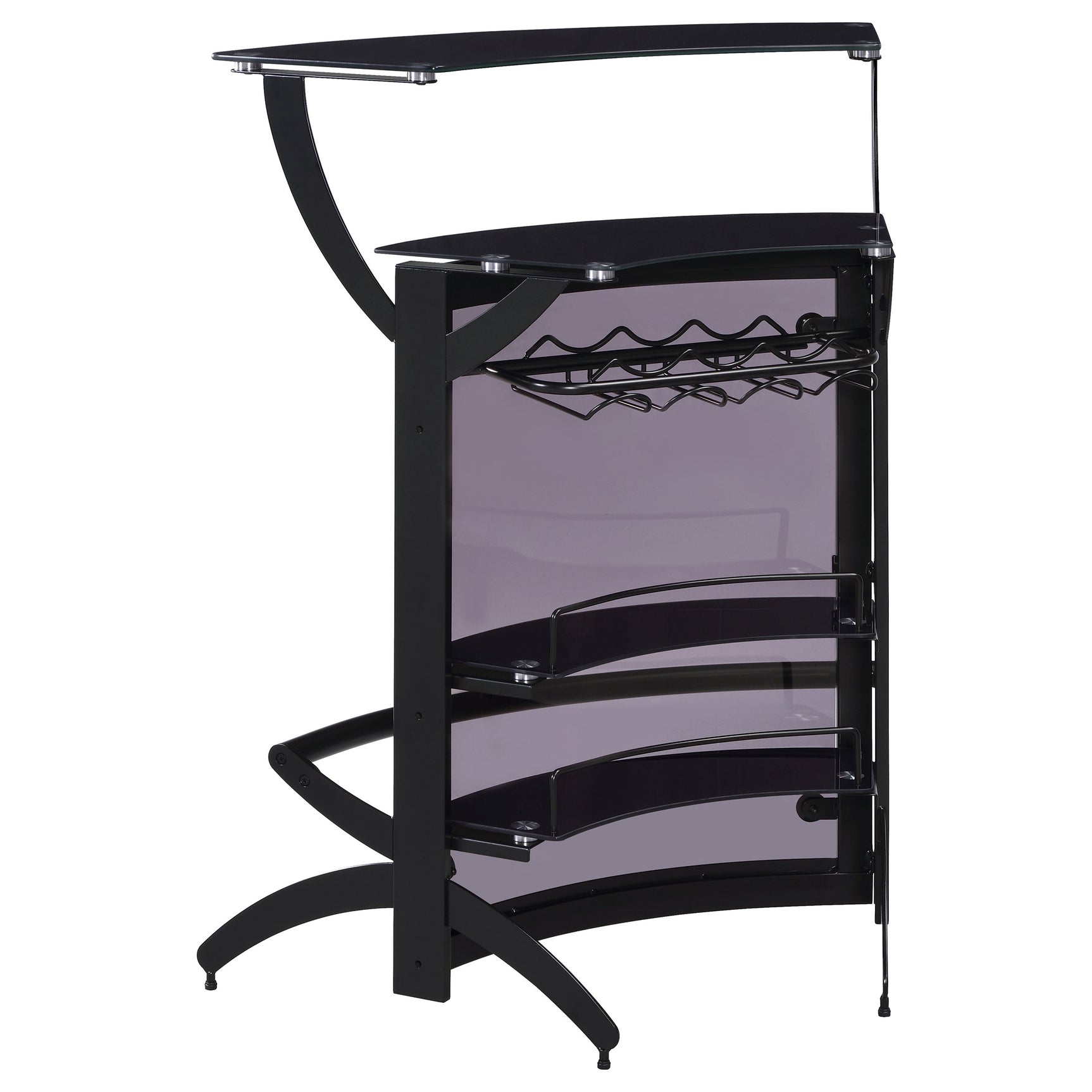 Dallas 2-shelf Curved Freestanding Home Bar Cabinet Black - Tampa Furniture Outlet
