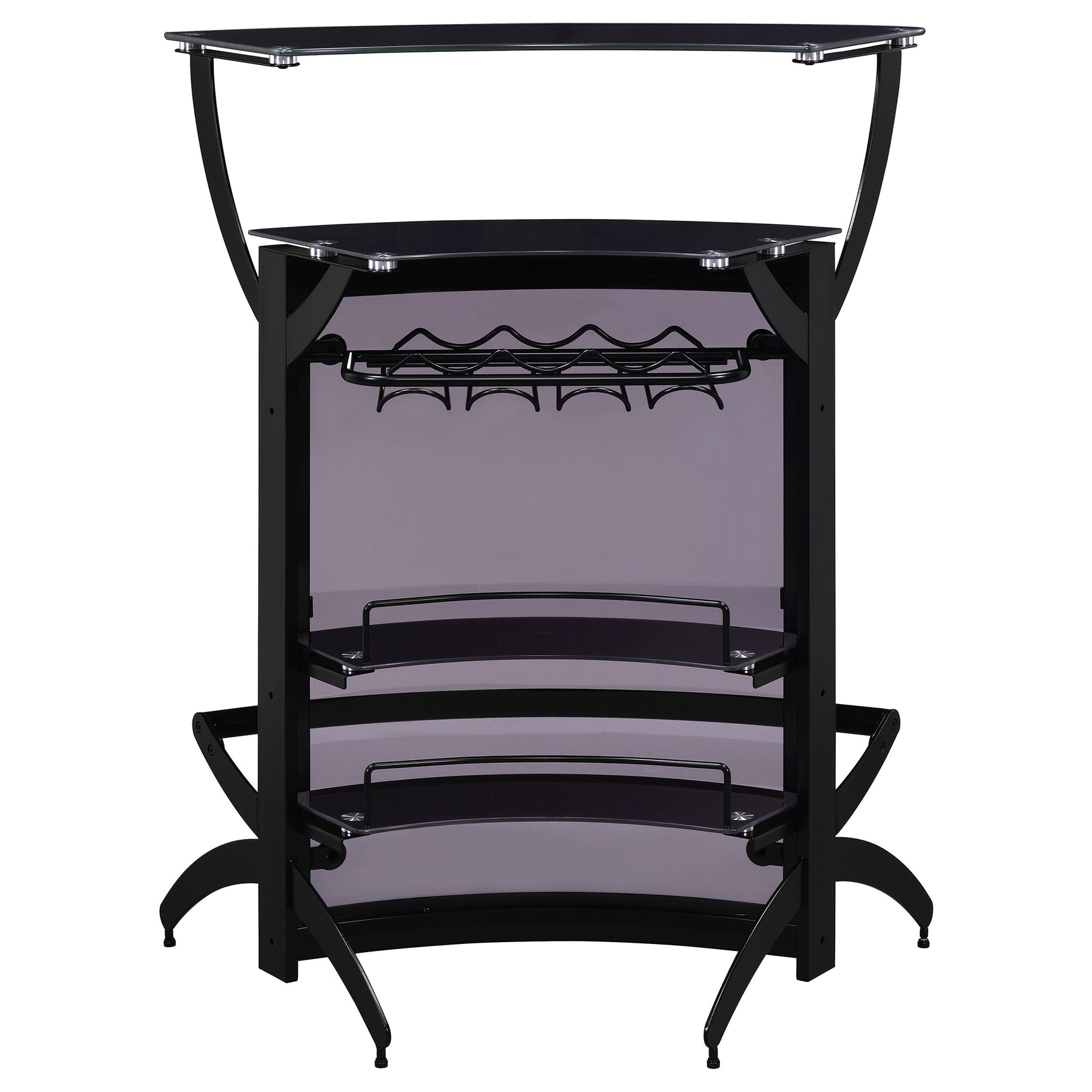 Dallas 2-shelf Curved Freestanding Home Bar Cabinet Black - Tampa Furniture Outlet