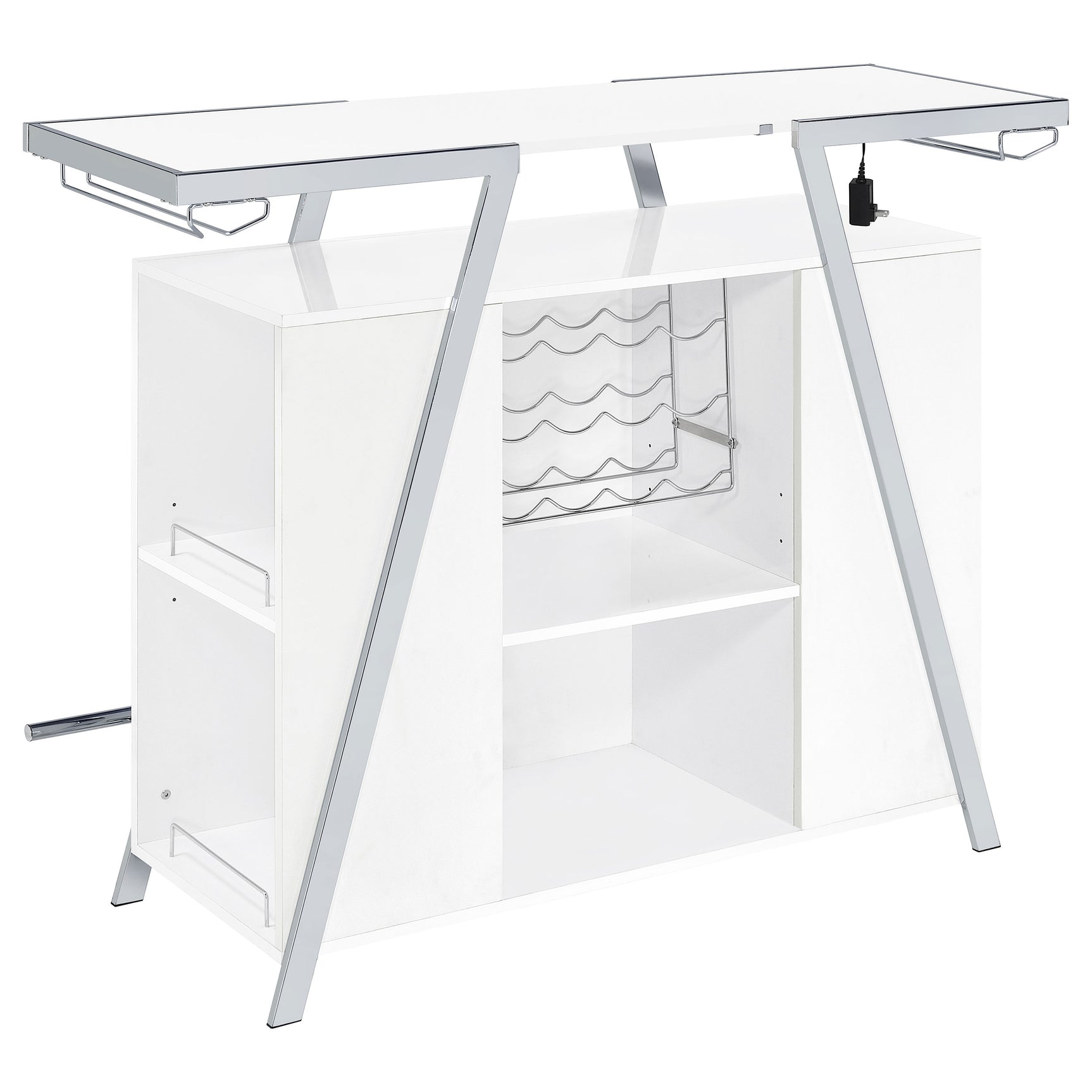Araceli Freestanding LED Home Bar Cabinet White High Gloss - Tampa Furniture Outlet