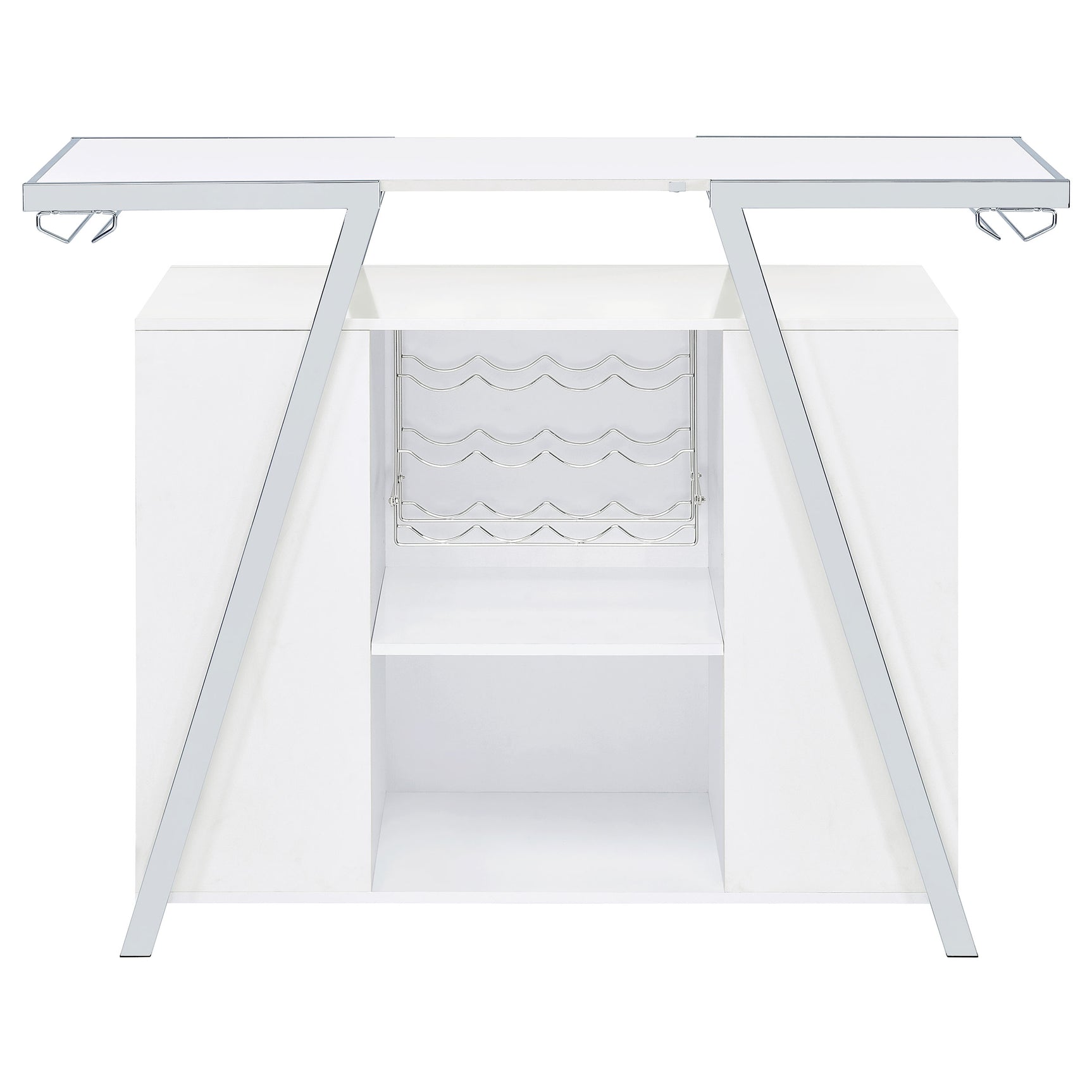 Araceli Freestanding LED Home Bar Cabinet White High Gloss - Tampa Furniture Outlet