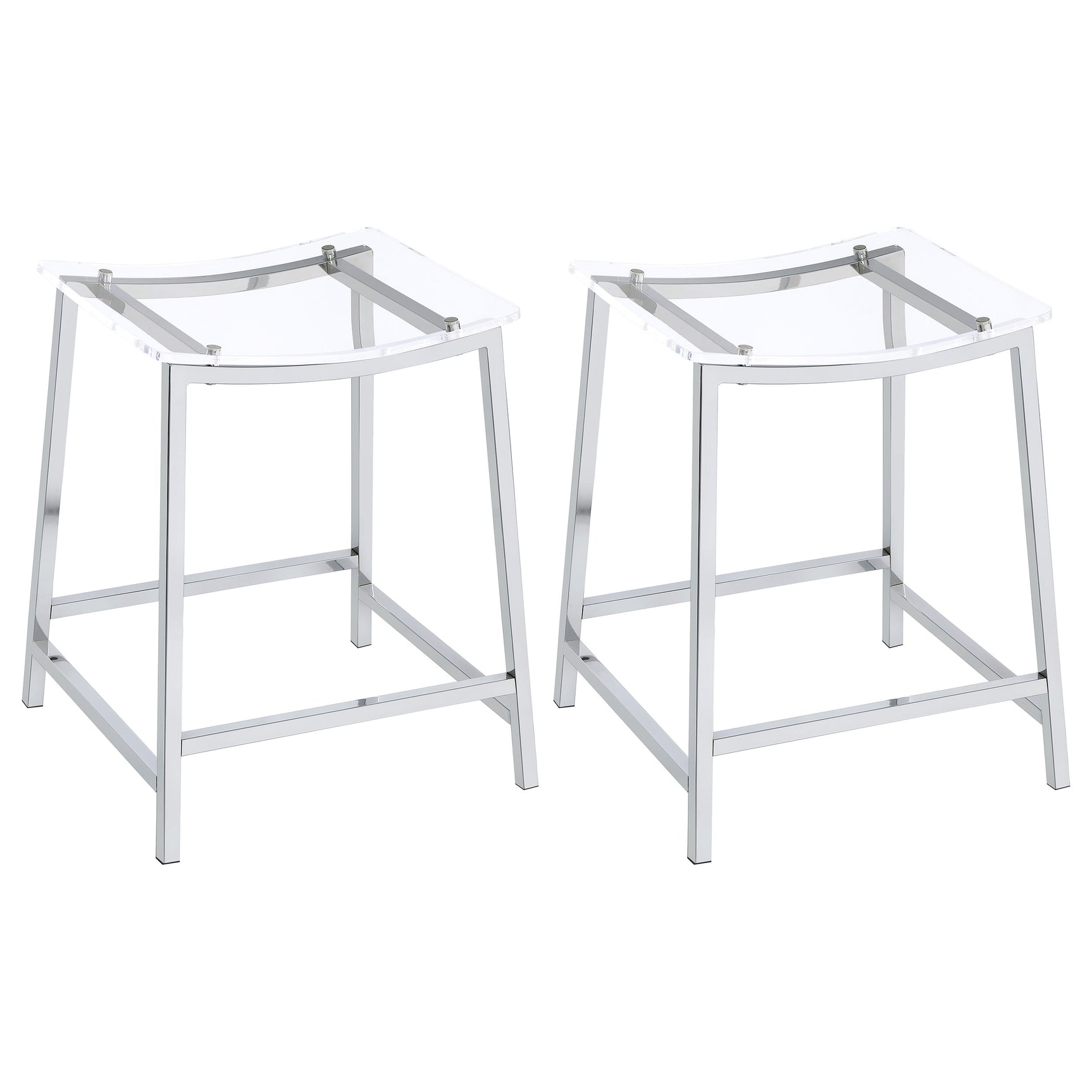 Tampa Furniture Outlet - Coaster - Jovani Acrylic Backless Counter Stool Chrome (Set of 2) - 182358