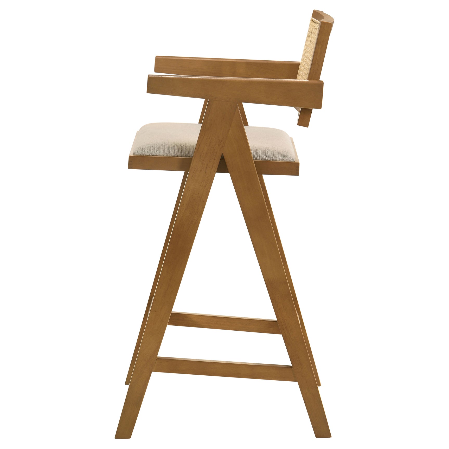 Kane Woven Rattan Wood Bar Chair Light Walnut (Set of 2) - Tampa Furniture Outlet