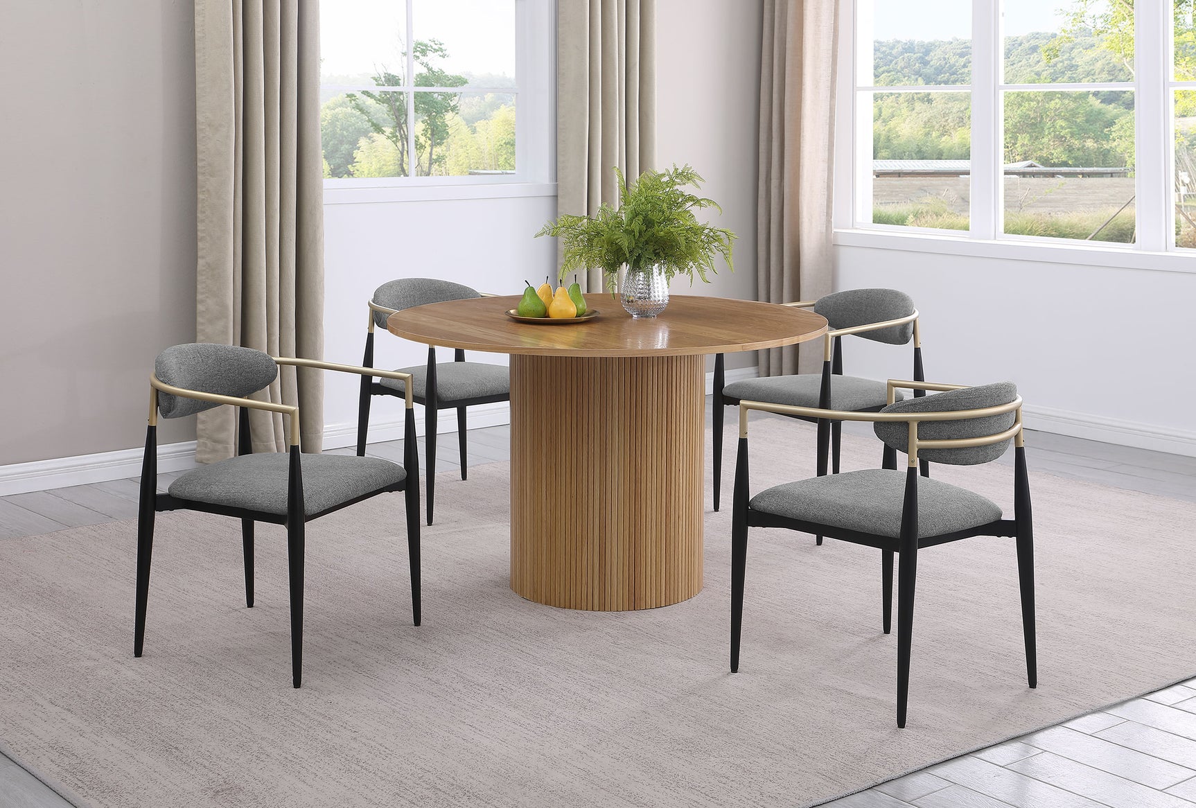 Bradbury Fabric Upholstered Dining Arm Chair Grey (Set of 2) - Tampa Furniture Outlet