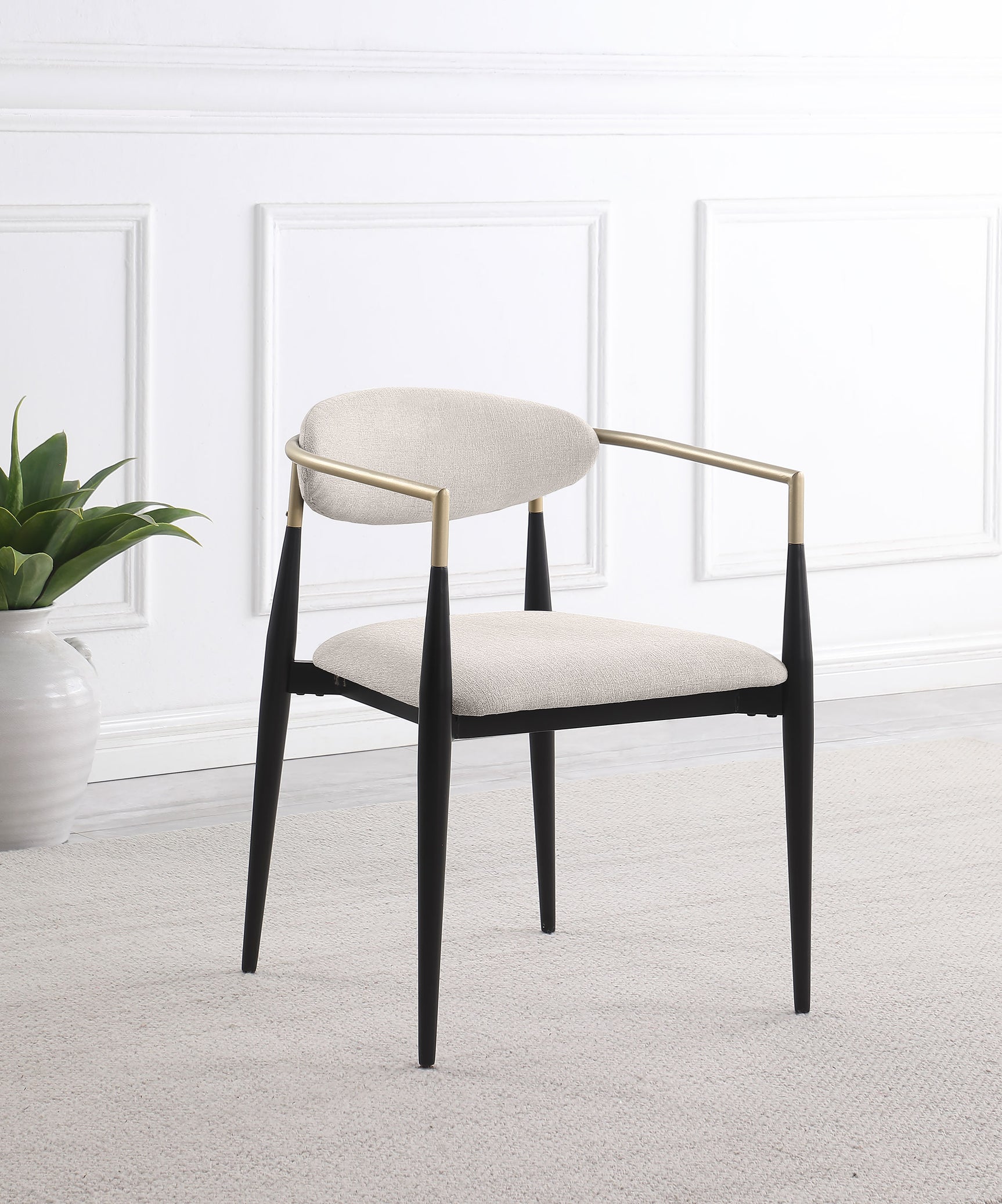 Bradbury Fabric Upholstered Dining Arm Chair Beige (Set of 2) - Tampa Furniture Outlet