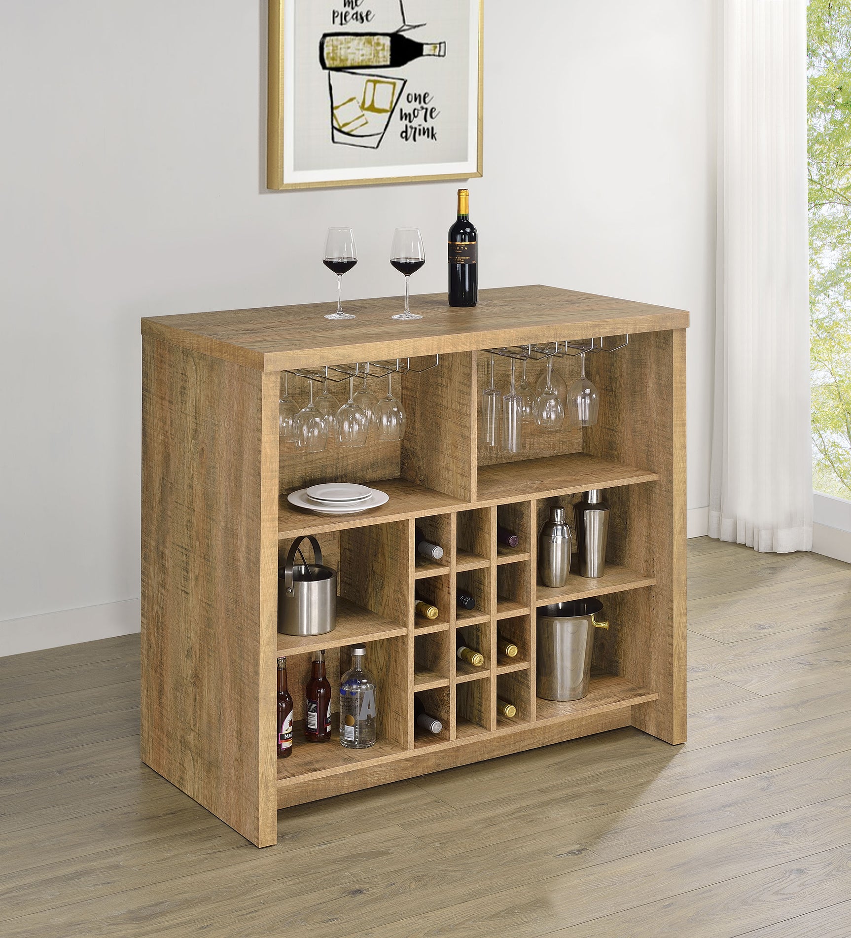 Topanga Engineered Wood Freestanding Home Bar Mango - Tampa Furniture Outlet