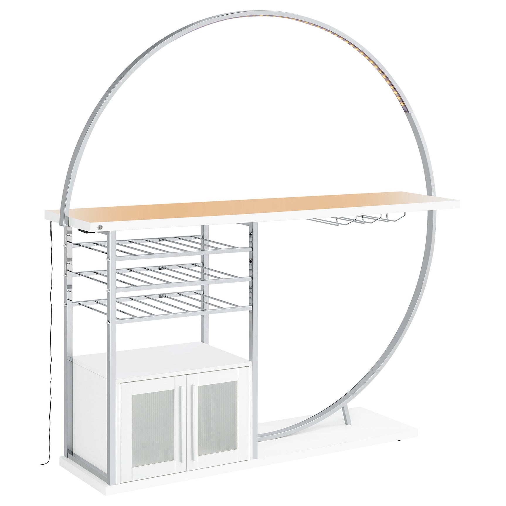 Risley 2-door Circular LED Wine Cabinet White High Gloss - Tampa Furniture Outlet