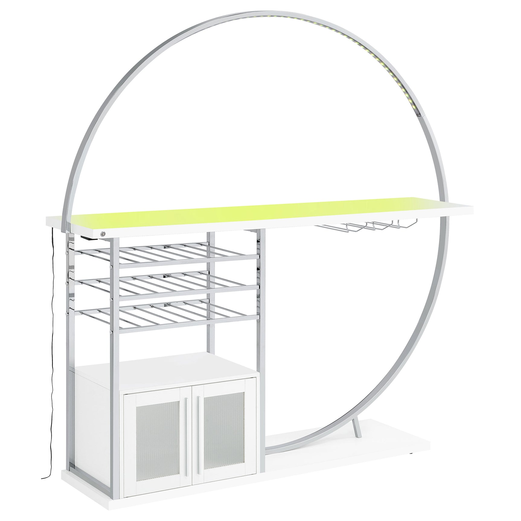 Risley 2-door Circular LED Wine Cabinet White High Gloss - Tampa Furniture Outlet