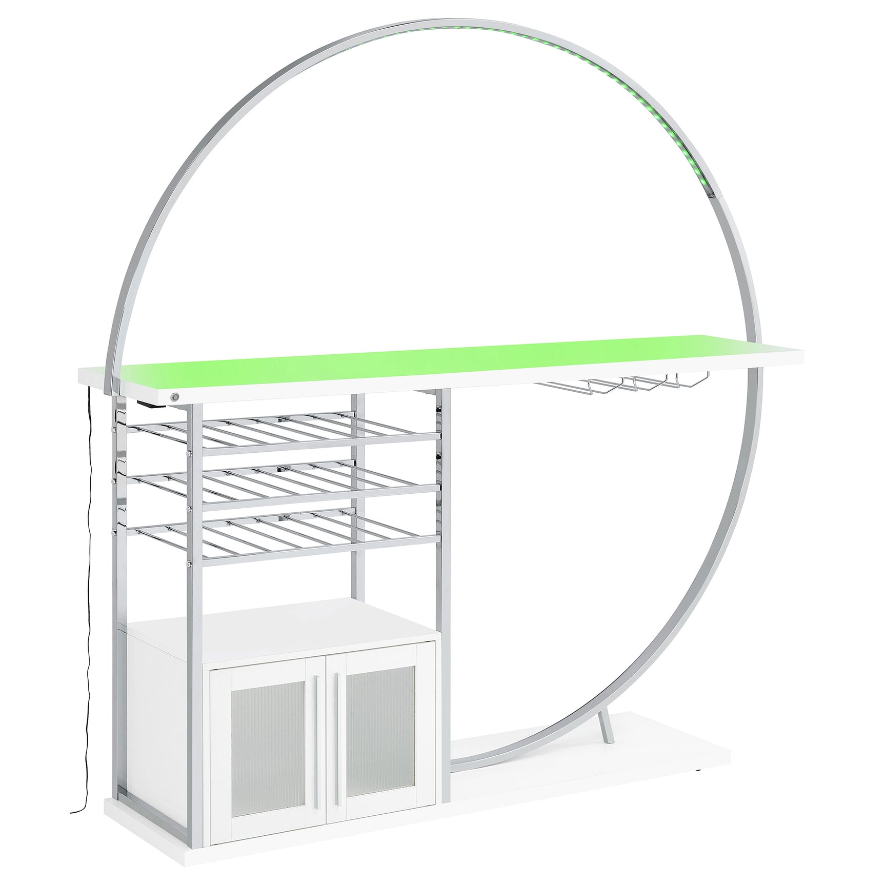 Risley 2-door Circular LED Wine Cabinet White High Gloss - Tampa Furniture Outlet