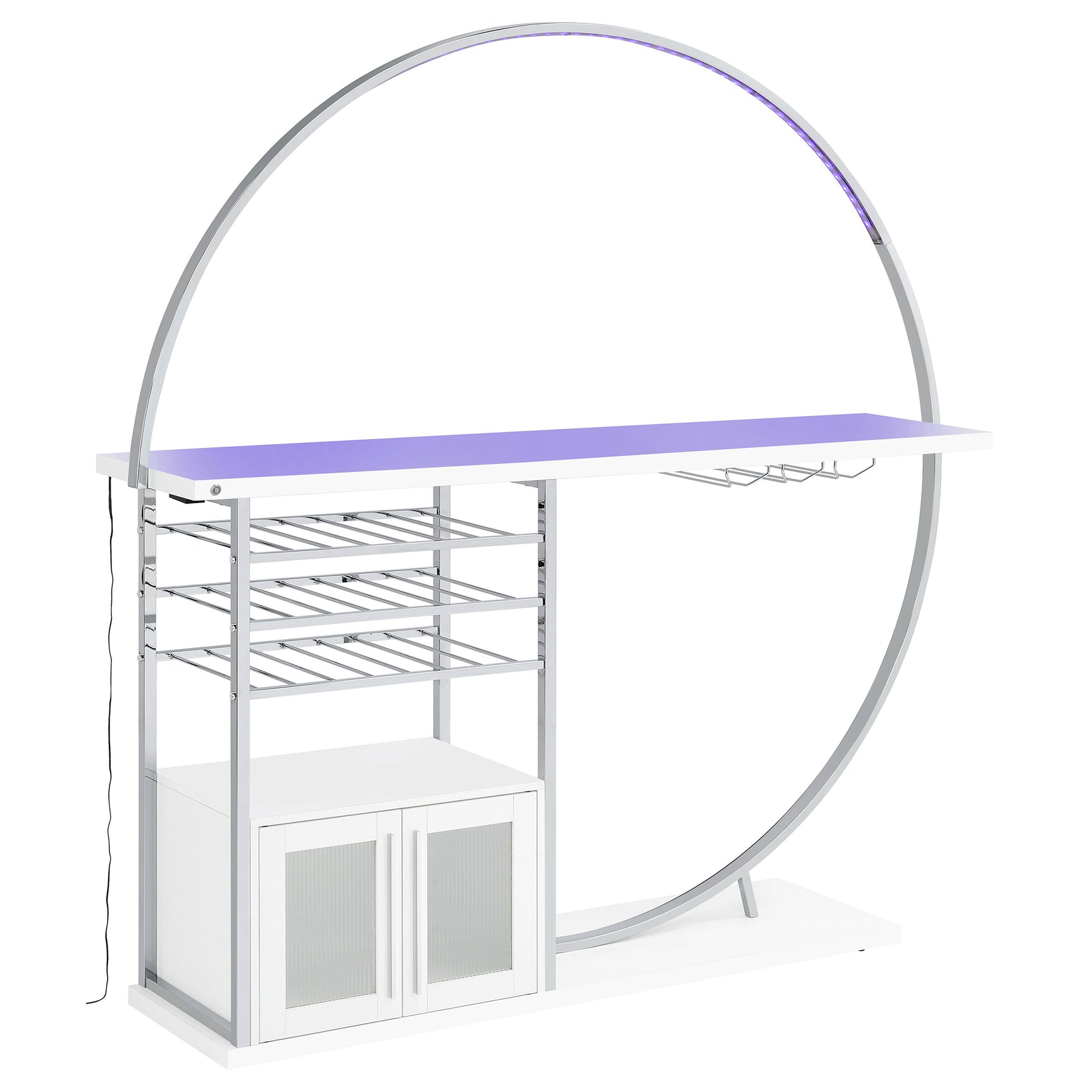 Risley 2-door Circular LED Wine Cabinet White High Gloss - Tampa Furniture Outlet