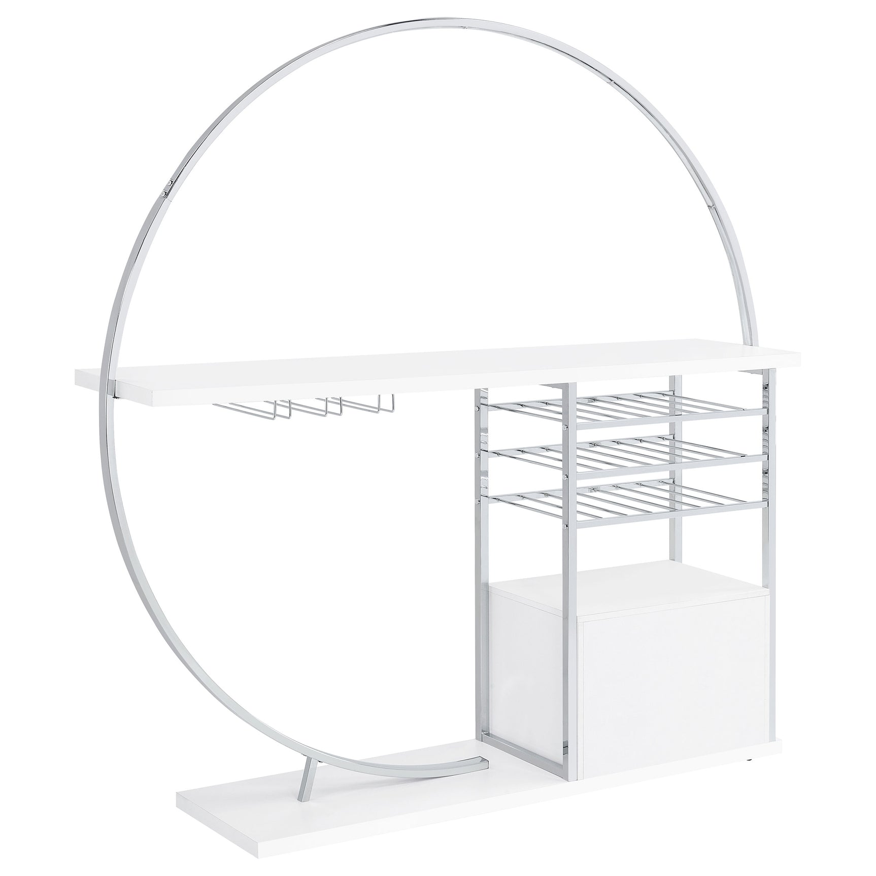 Risley 2-door Circular LED Wine Cabinet White High Gloss - Tampa Furniture Outlet