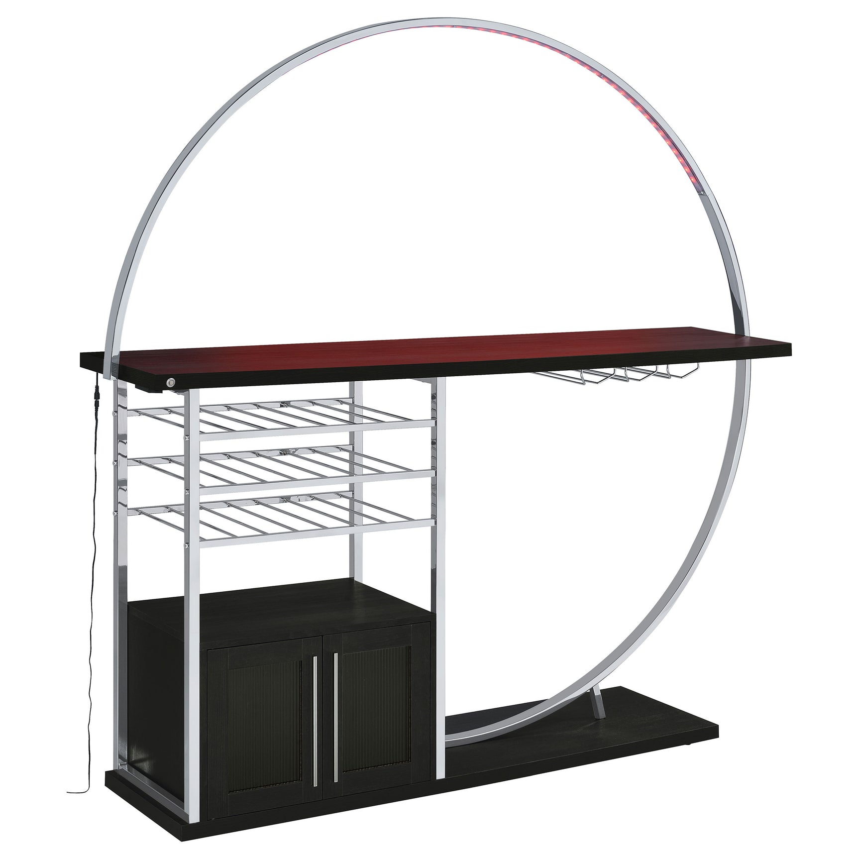 Risley 2-door Circular LED Wine Cabinet Dark Charcoal - Tampa Furniture Outlet