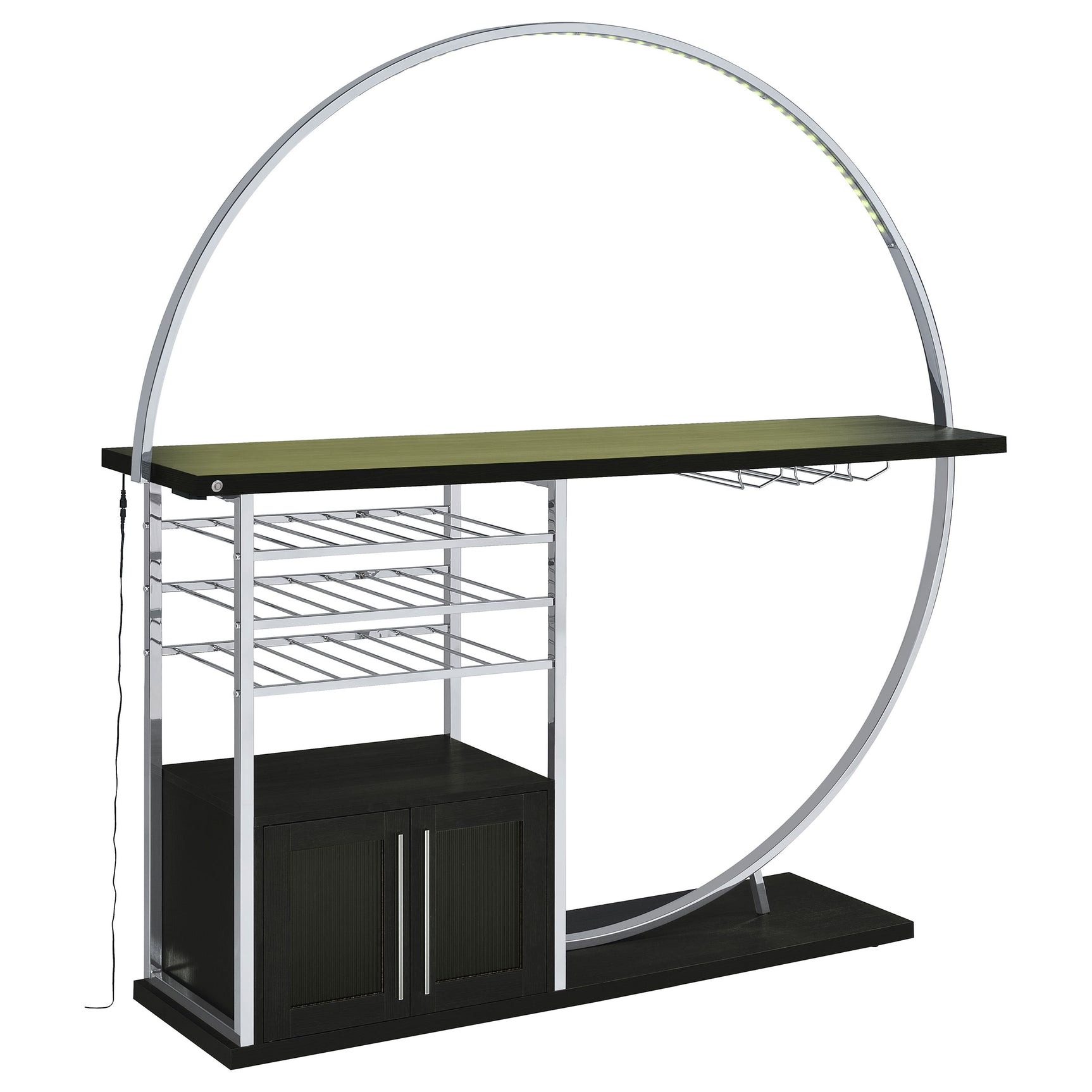 Risley 2-door Circular LED Wine Cabinet Dark Charcoal - Tampa Furniture Outlet
