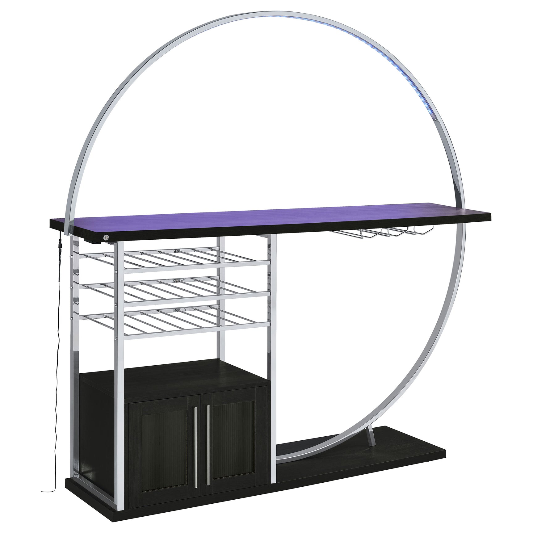 Risley 2-door Circular LED Wine Cabinet Dark Charcoal - Tampa Furniture Outlet