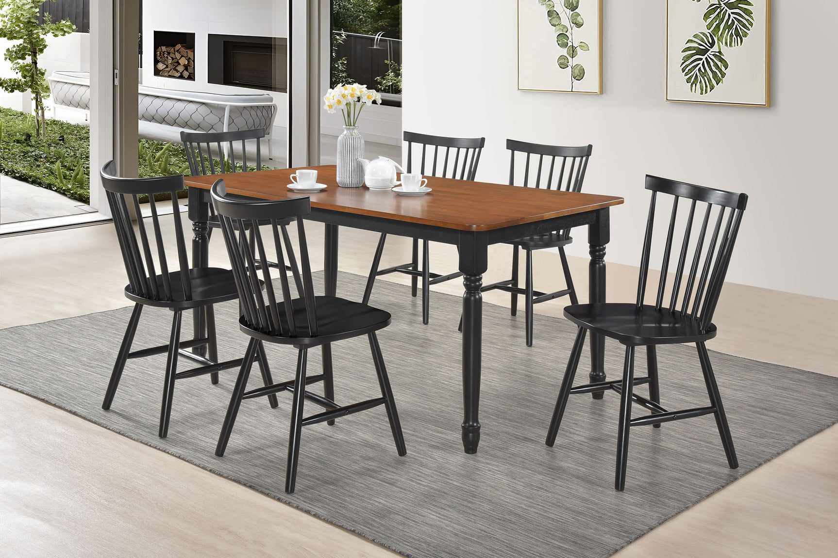 Hollyoak Windsor Wood Dining Side Chair Black (Set of 2) - Tampa Furniture Outlet