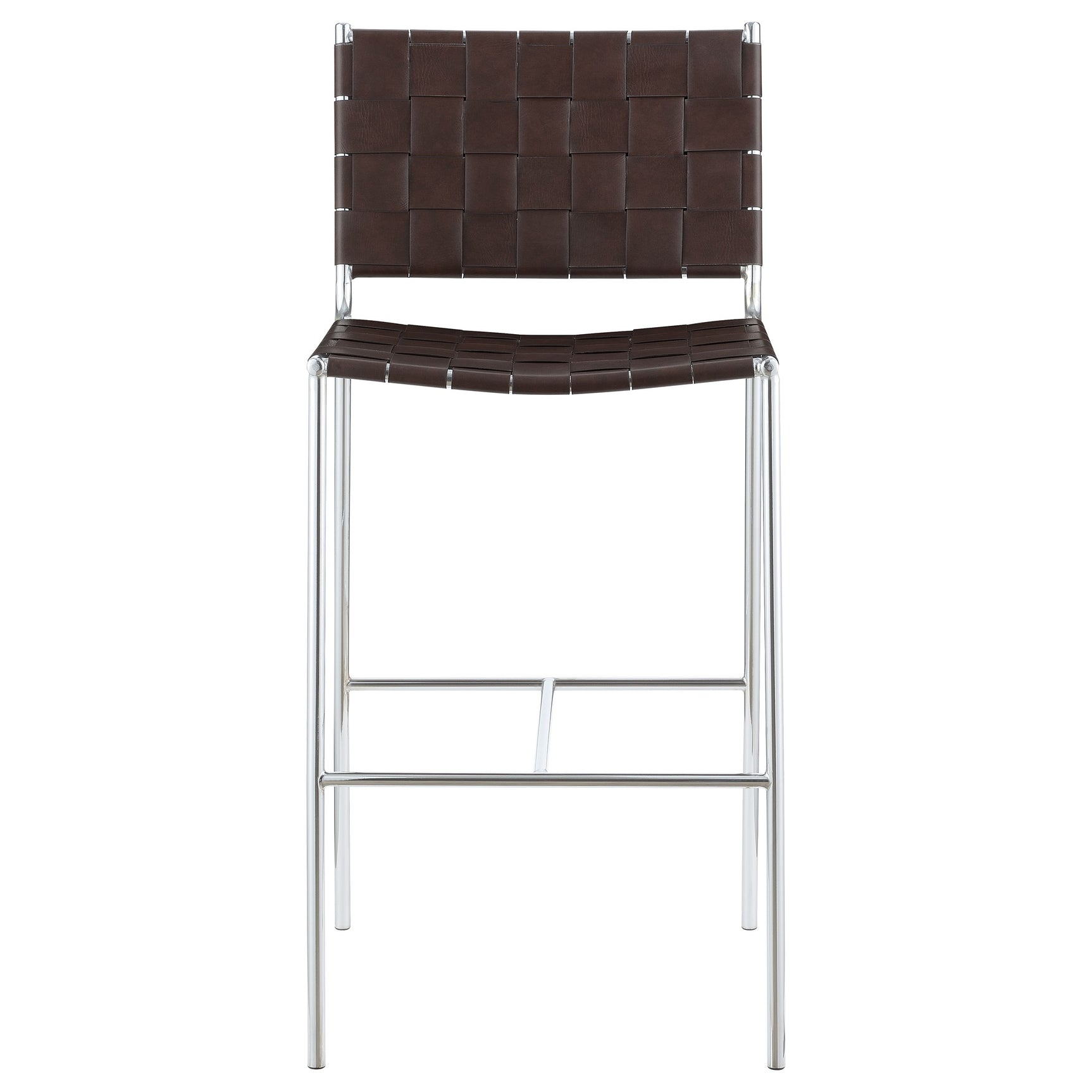 Adelaide Upholstered Pub Height Bar Stool Brown and Chrome - Tampa Furniture Outlet