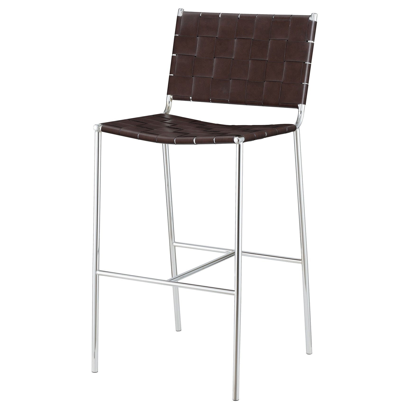 Adelaide Upholstered Pub Height Bar Stool Brown and Chrome - Tampa Furniture Outlet
