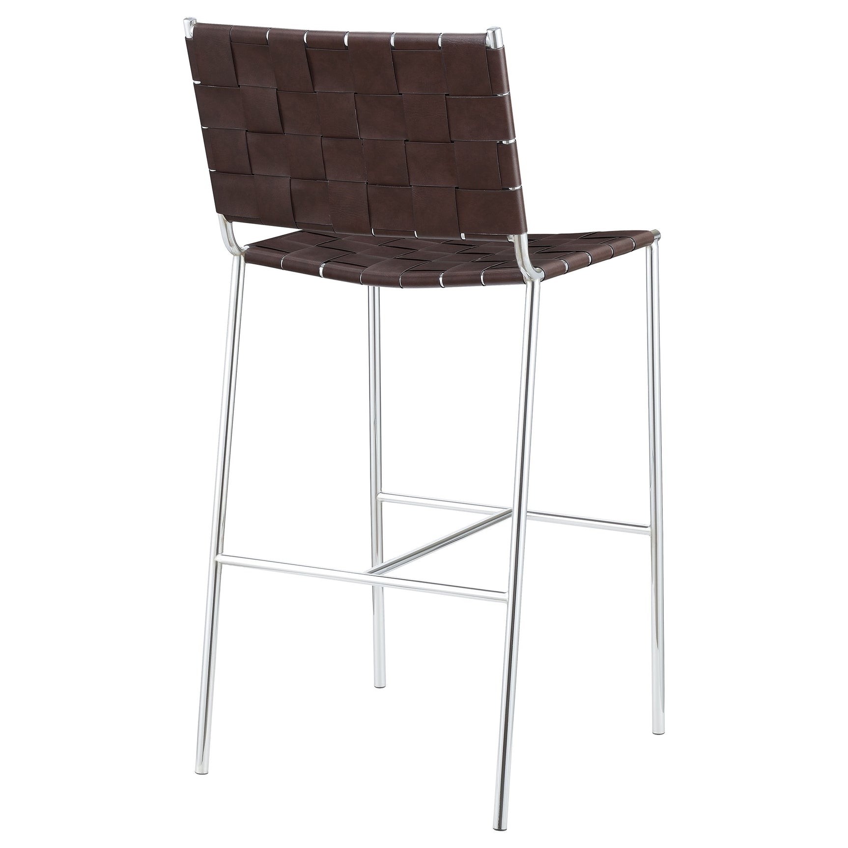Adelaide Upholstered Pub Height Bar Stool Brown and Chrome - Tampa Furniture Outlet