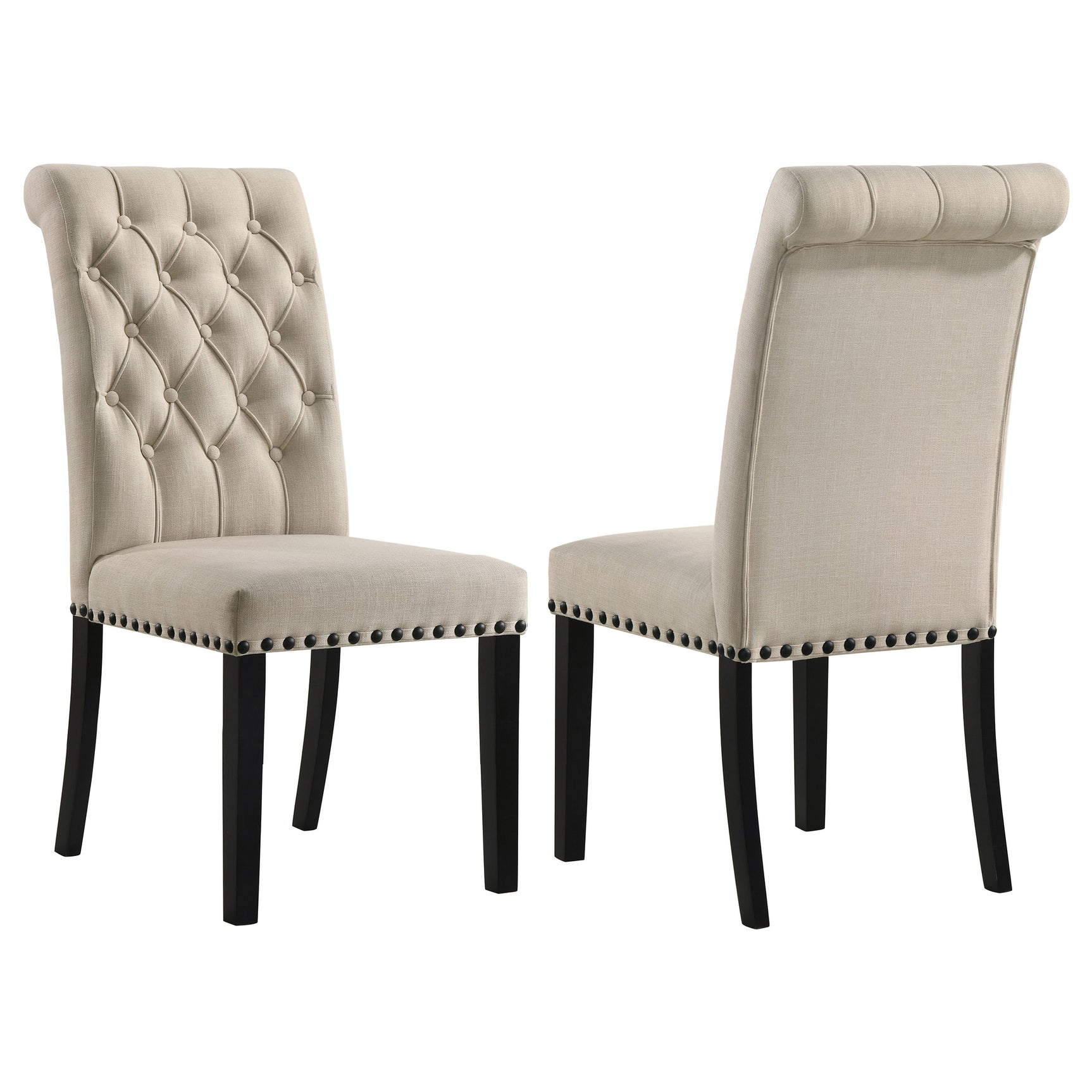 Tampa Furniture Outlet - Coaster - Alana Fabric Upholstered Dining Side Chair Beige (Set of 2) - 190162