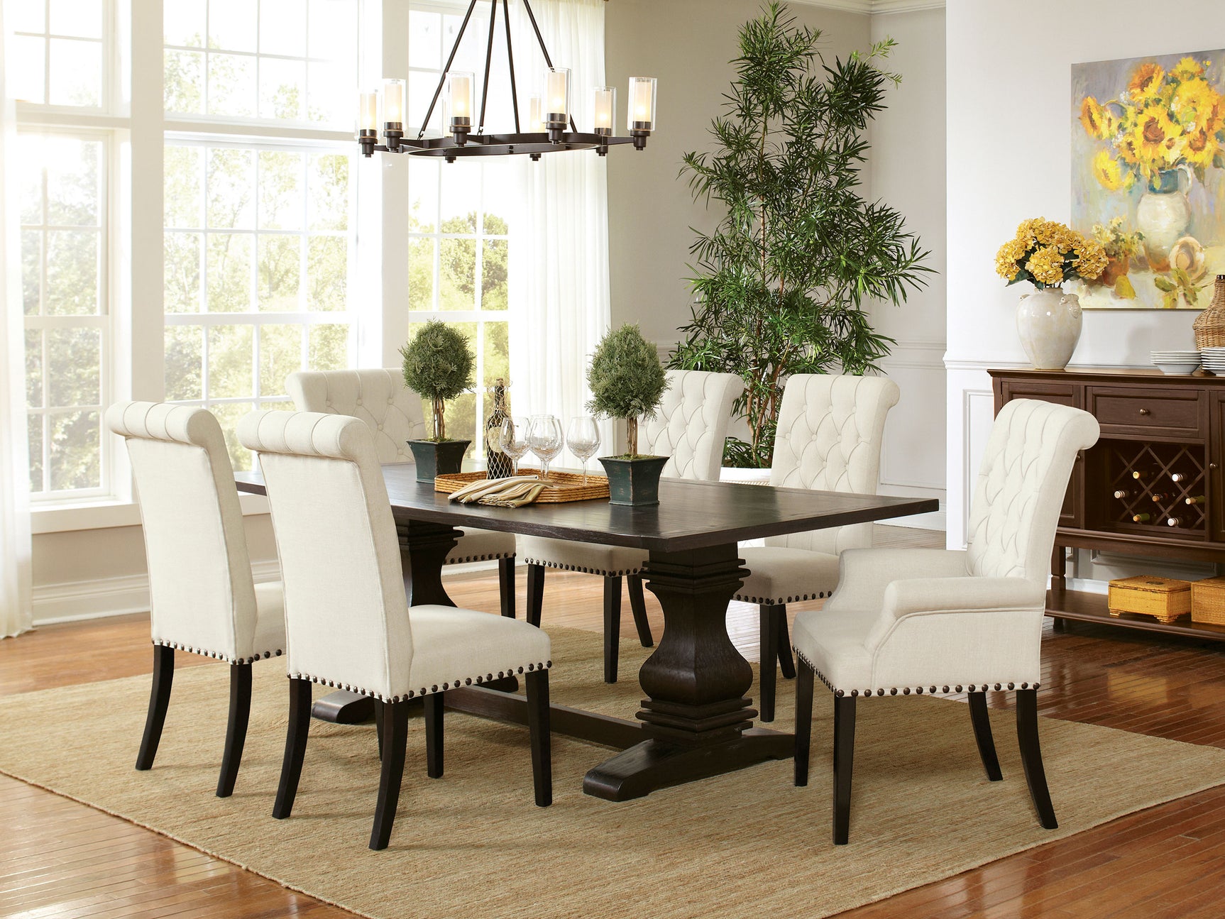 Alana Fabric Upholstered Dining Side Chair Beige (Set of 2) - Tampa Furniture Outlet