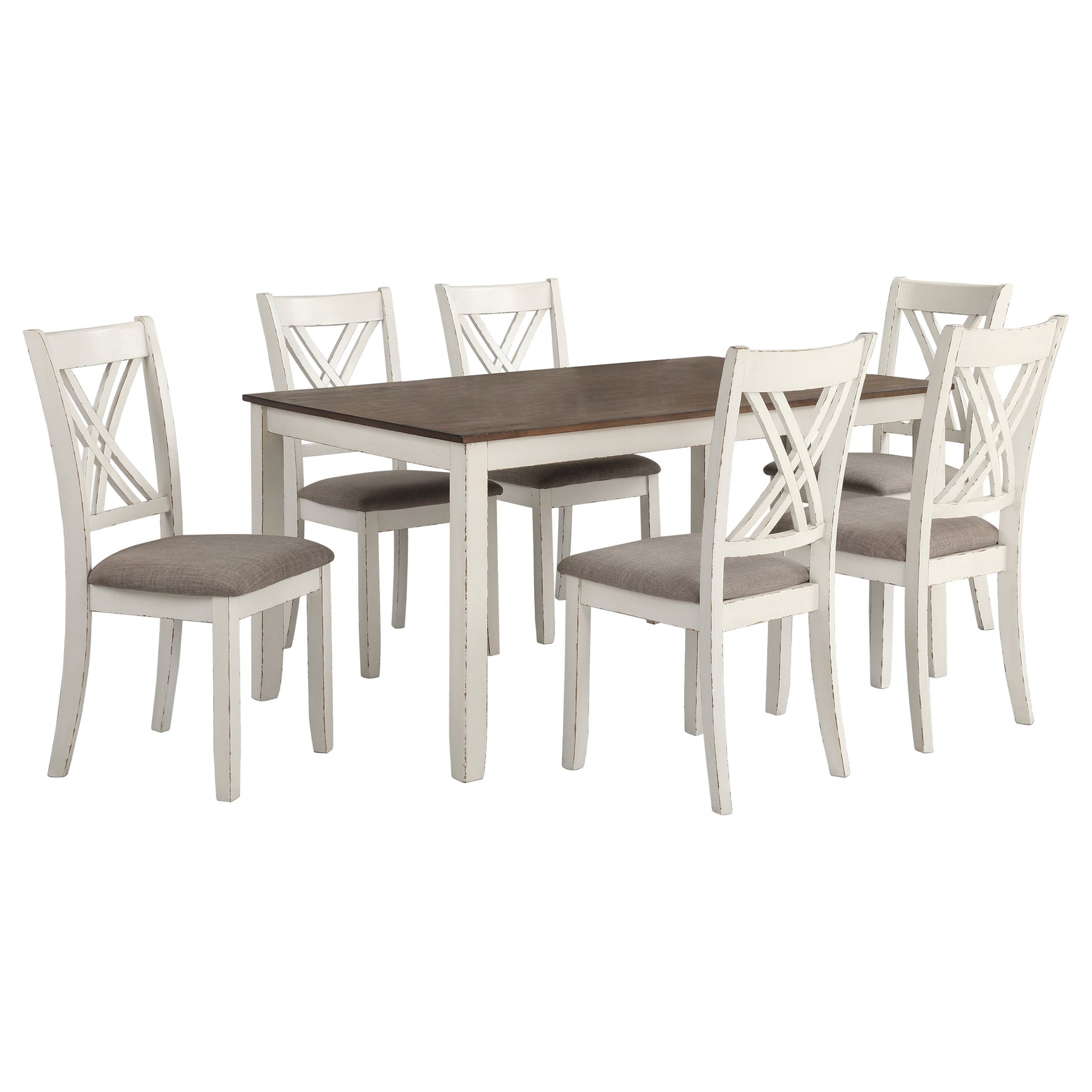 Fortress 7-piece Rectangular Dining Set Vintage Vanilla - Tampa Furniture Outlet