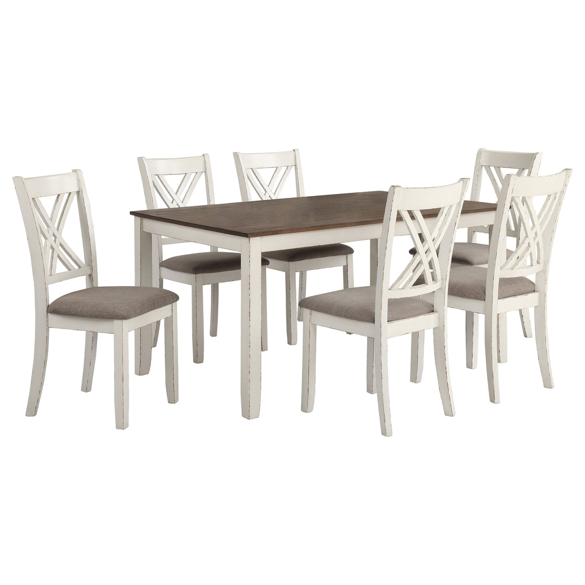 Fortress 7-piece Rectangular Dining Set Vintage Vanilla
