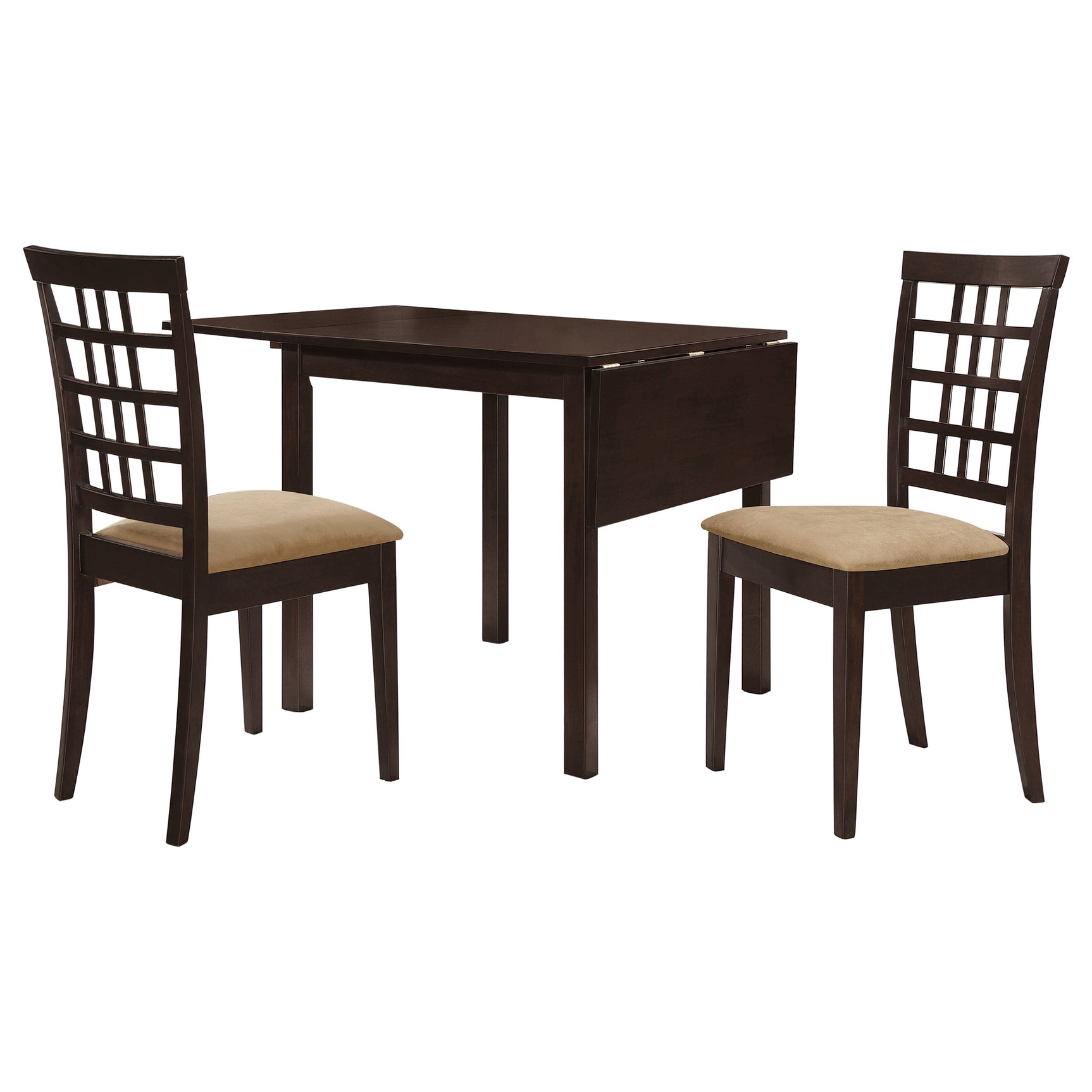 Kelso 3-piece Drop Leaf Dining Table Set Cappuccino and Tan - Tampa Furniture Outlet