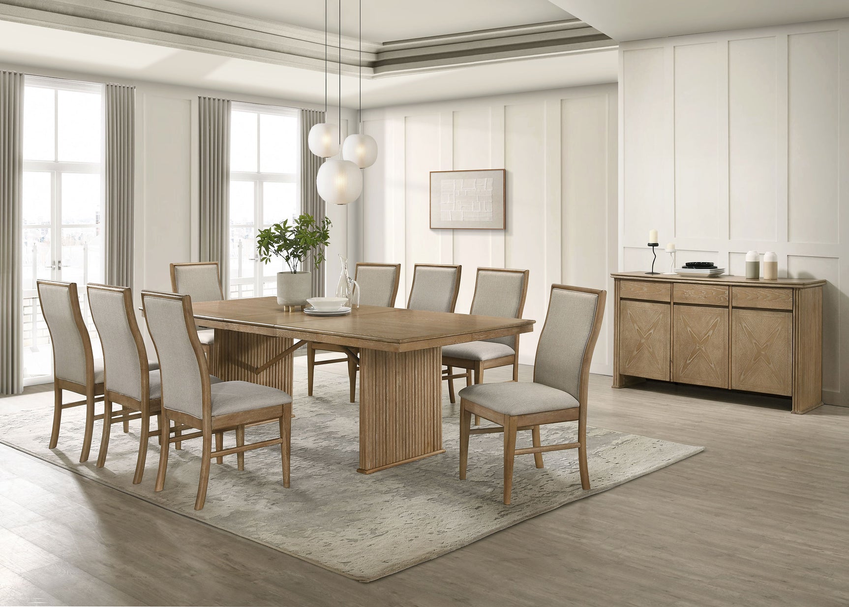 Tampa Furniture Outlet - Coaster - Adina 10-piece Extension Dining Set Distressed Light Brown - 193611-S10
