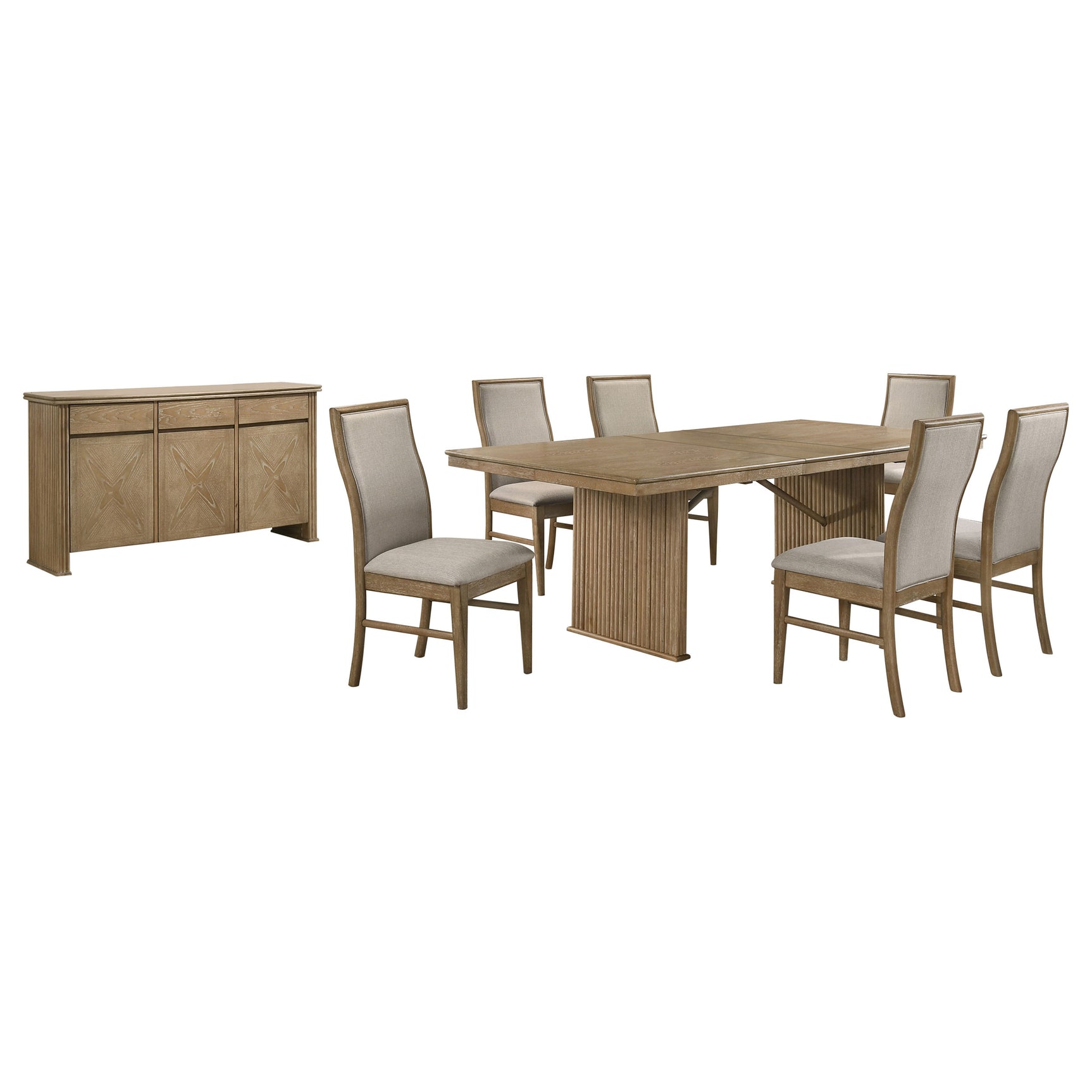 Adina 8-piece Extension Dining Set Distressed Light Brown - Tampa Furniture Outlet