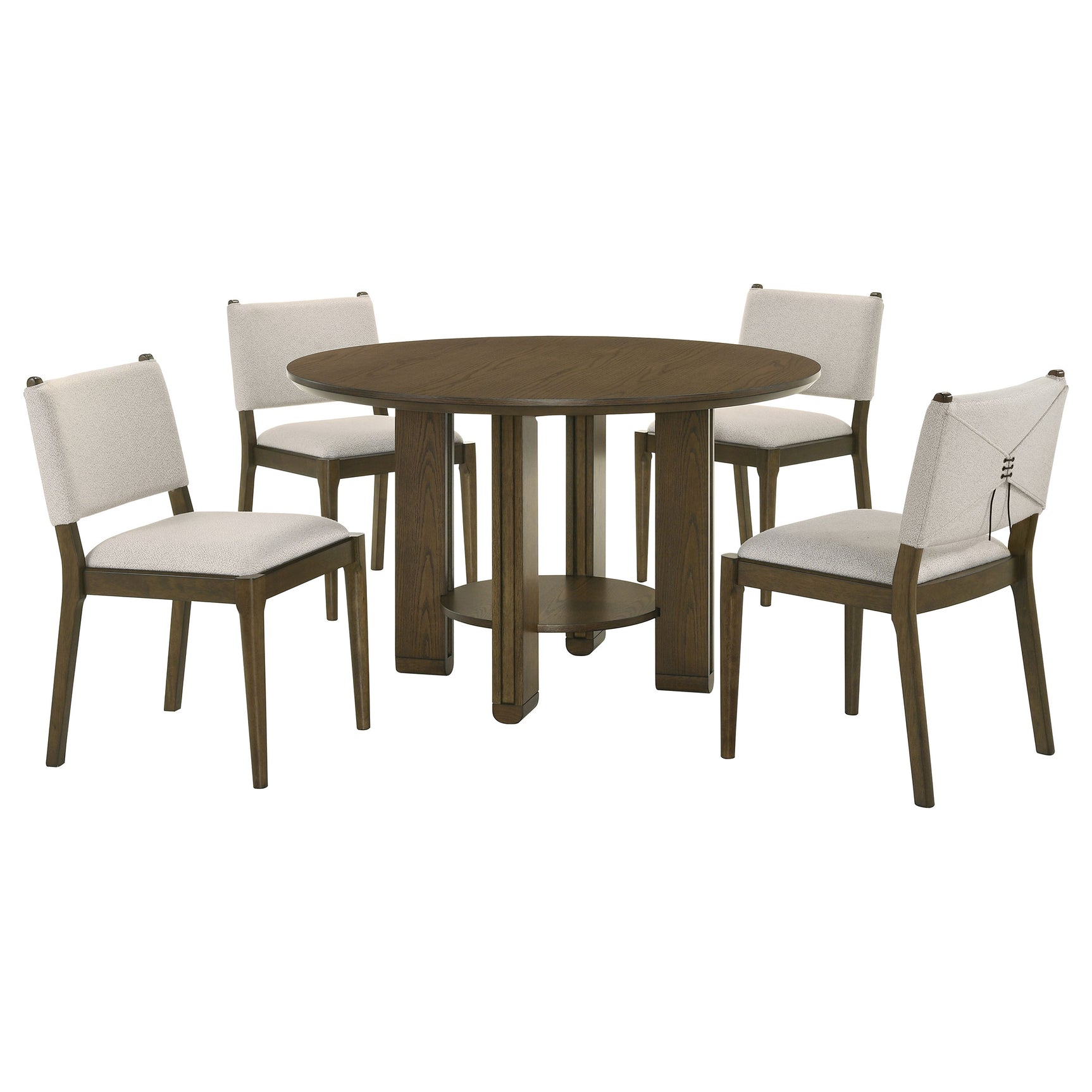 Ottowa 5-piece Round Wood Dining Room Table Set Brown - Tampa Furniture Outlet