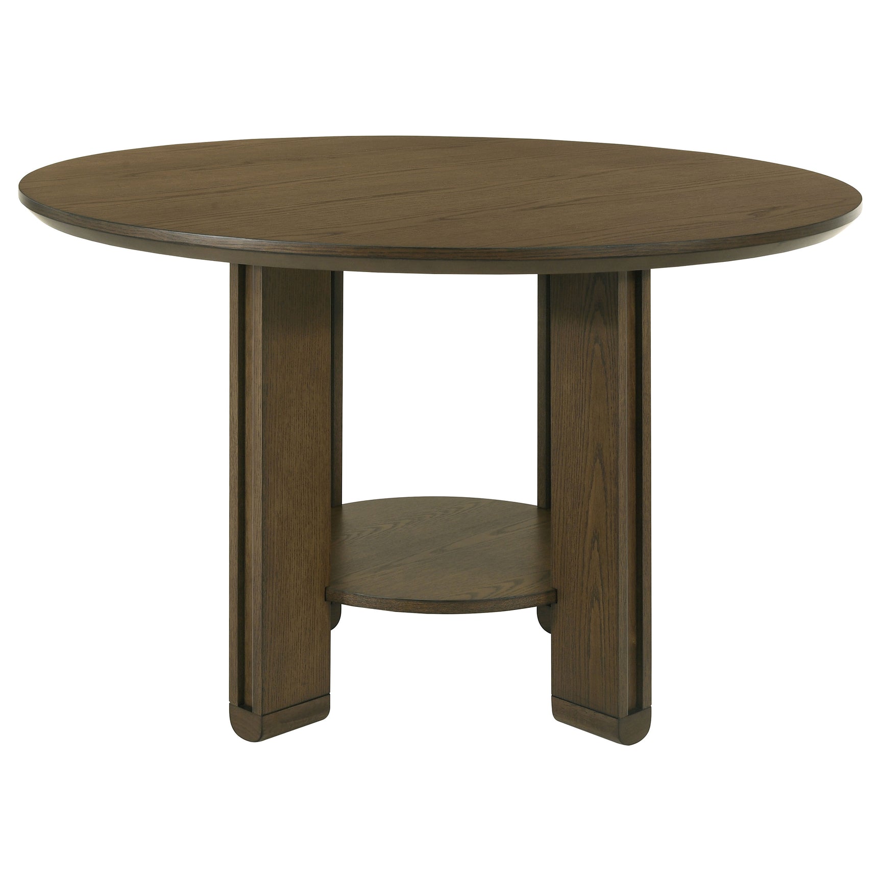Ottowa 47-inch Round Wood Dining Table with Shelf Brown - Tampa Furniture Outlet