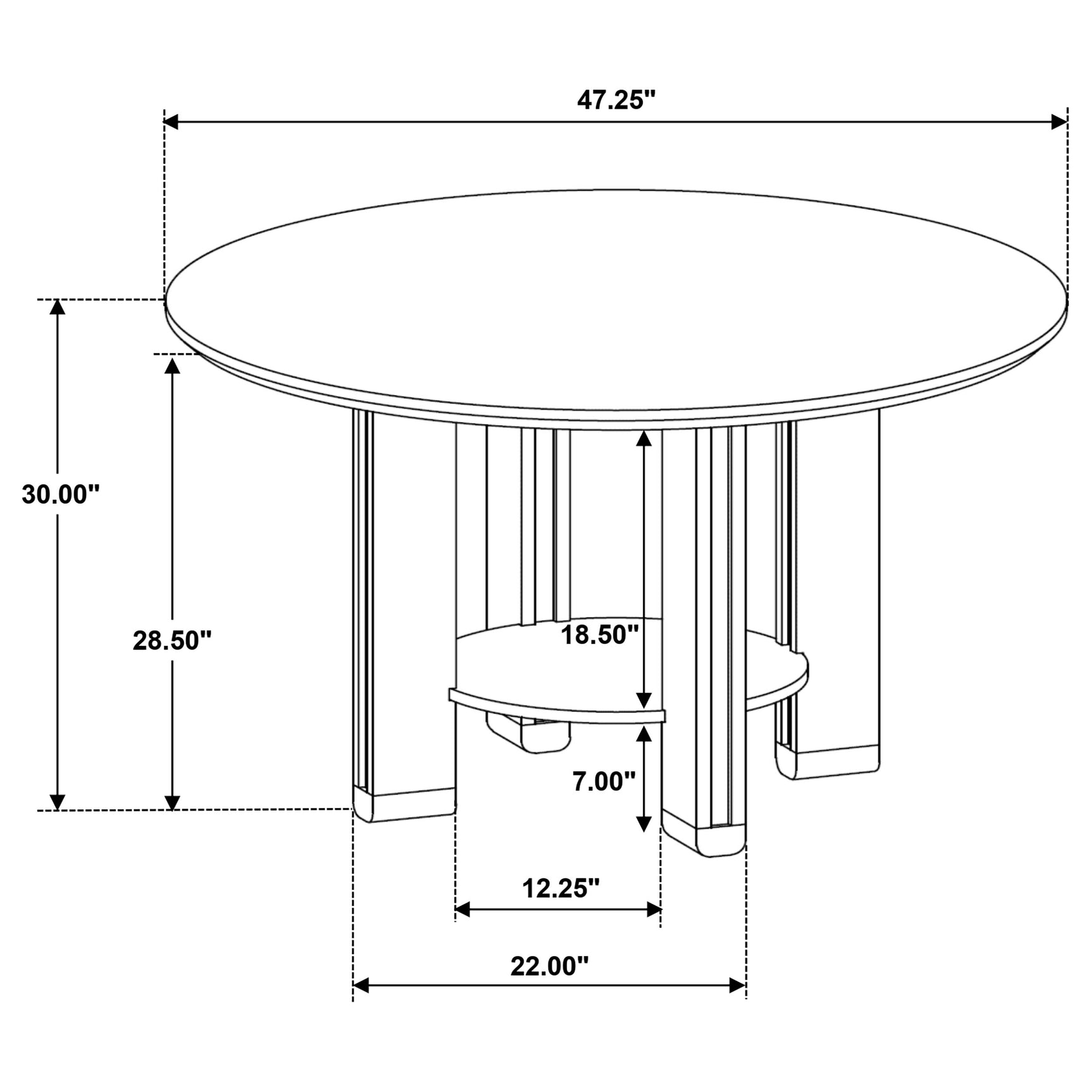 Ottowa 47-inch Round Wood Dining Table with Shelf Brown - Tampa Furniture Outlet