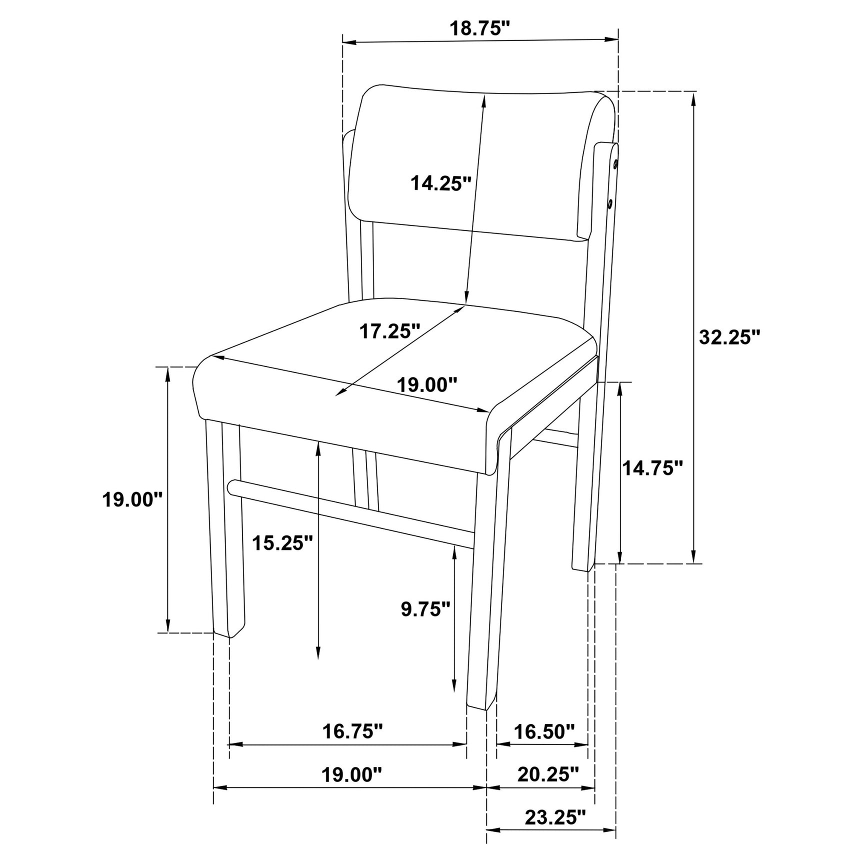Kehoe Upholstered Dining Side Chair Black and Walnut (Set of 2)