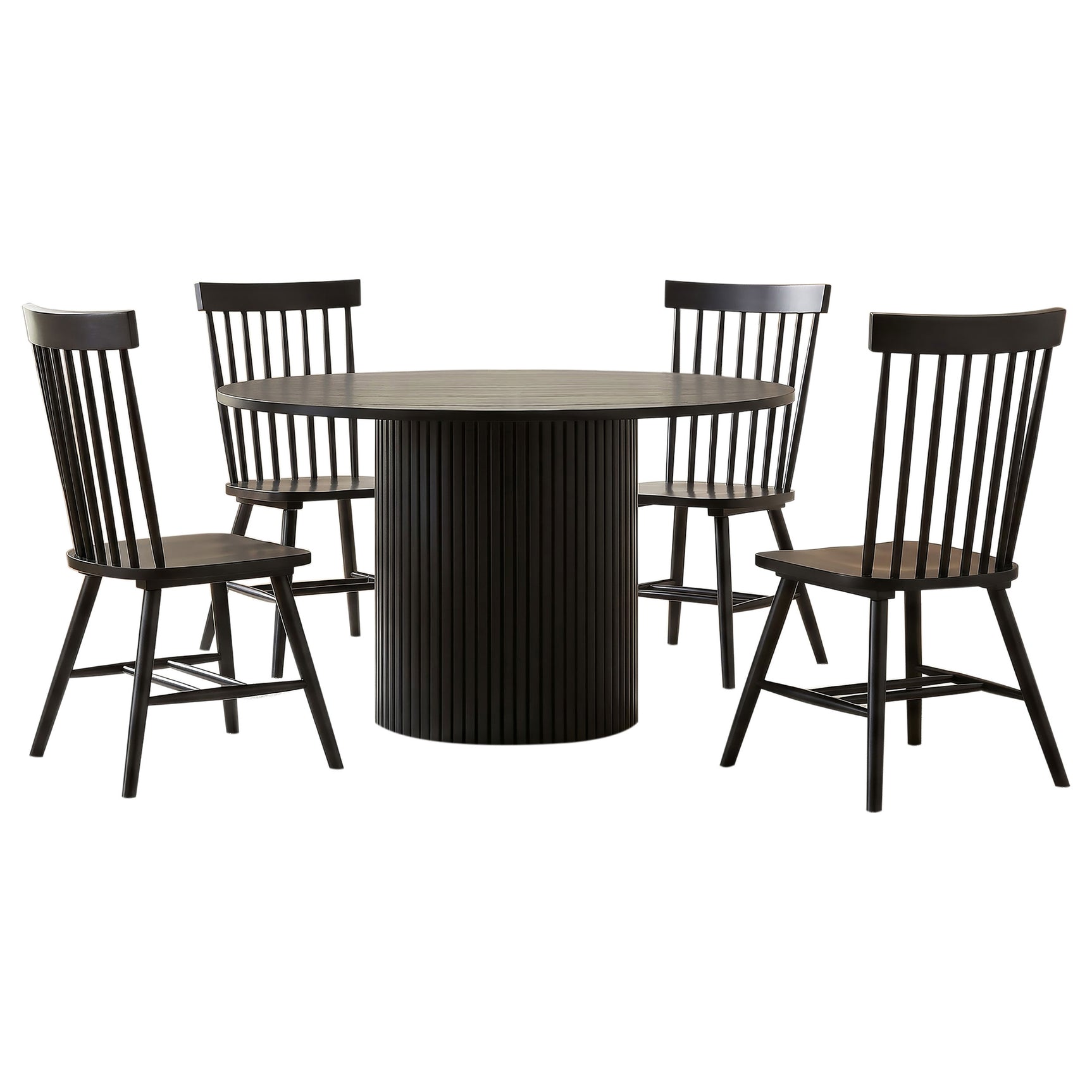 Hamlyn 5-piece Round Wood Dining Set Black