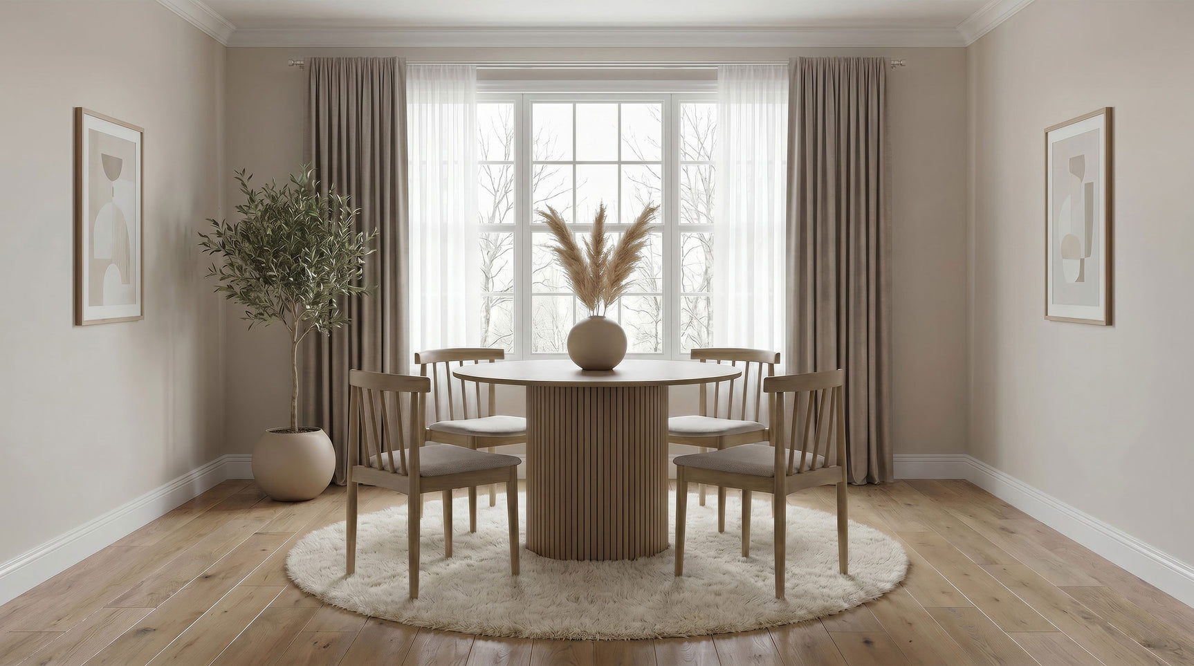 Tampa Furniture Outlet - Coaster - Hamlyn 5-piece Round Wood Dining Set Wheat and Natural Oak - 193930NAT-S5A