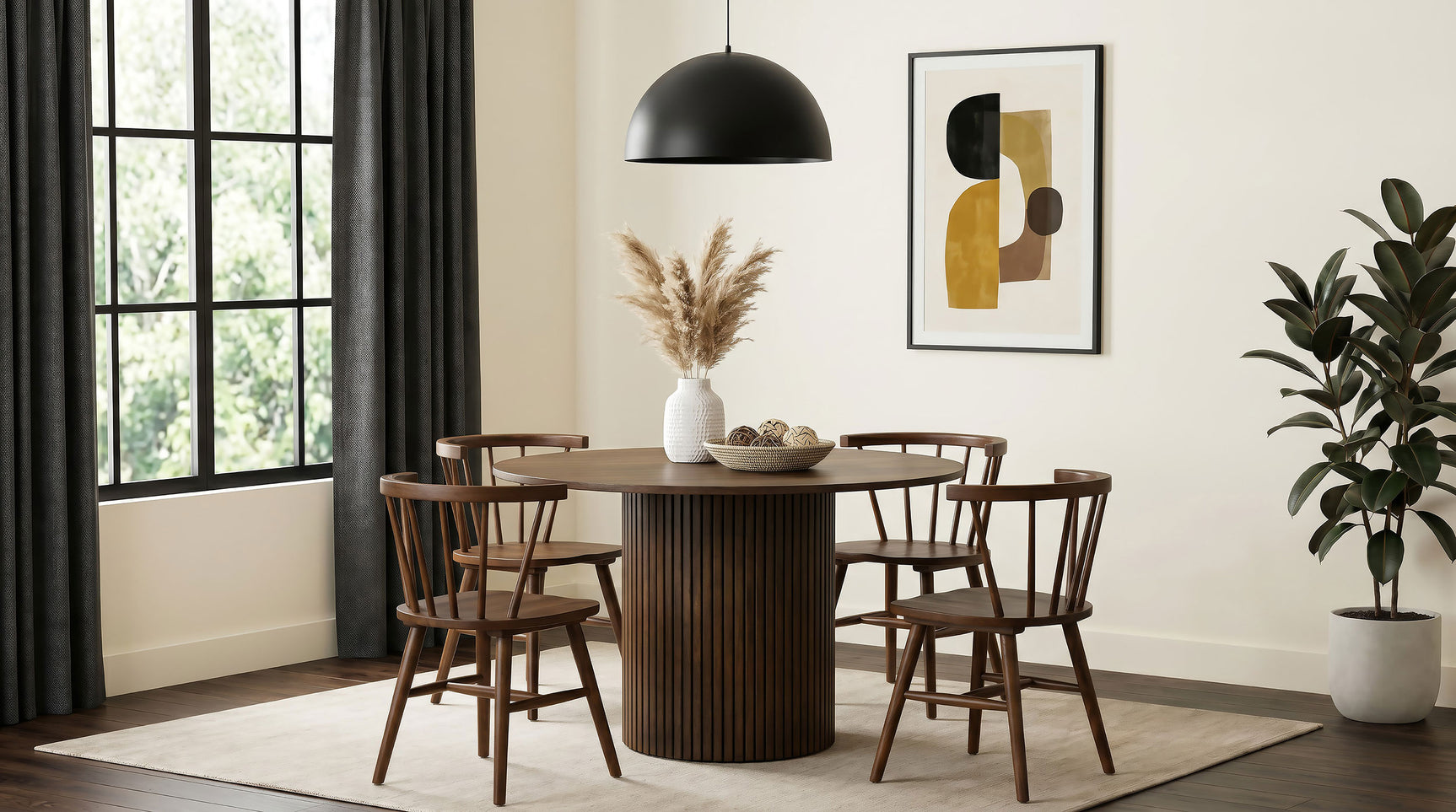 Tampa Furniture Outlet - Coaster - Hamlyn 5-piece Round Wood Dining Set Walnut - 193930WAL-S5F