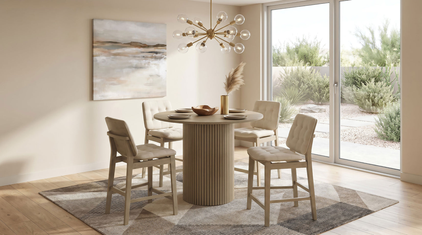 Tampa Furniture Outlet - Coaster - Hamlyn 5-piece Round Wood Counter Height Dining Set Cream and Natural Oak - 193938NAT-S5D