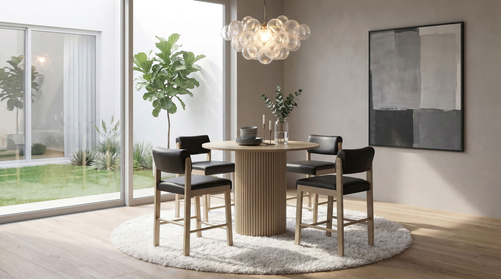 Hamlyn 43-inch Round Wood Counter Height Dining Table Natural Oak