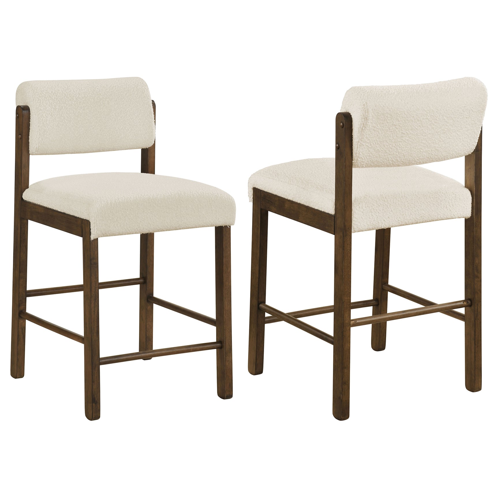 Tampa Furniture Outlet - Coaster - Kehoe Upholstered Counter Height Chair Cream and Walnut (Set of 2) - 193939WAL